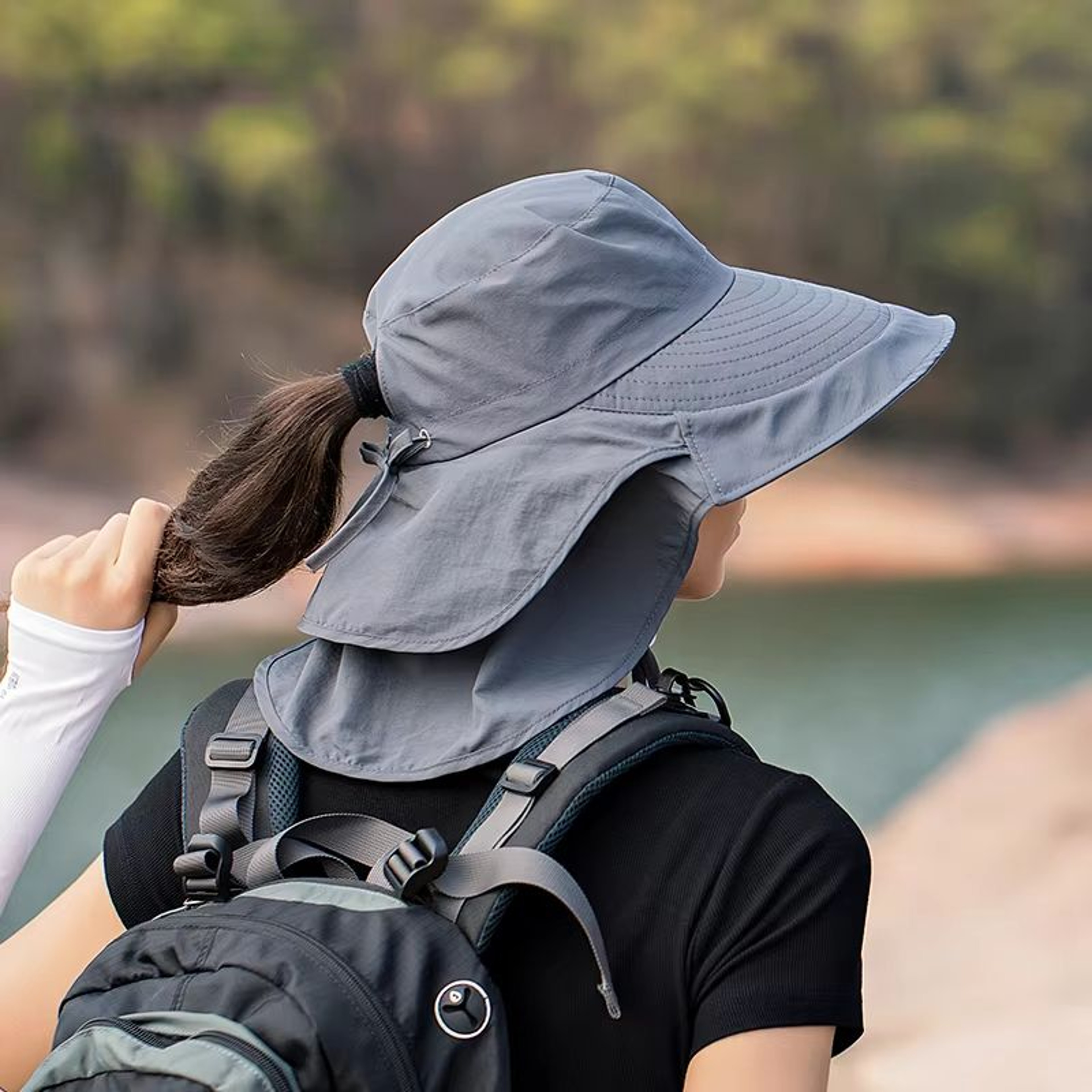 UPF 50 Wide Brim Sun Hat With Neck Flap For Women Outdoor Protection 2