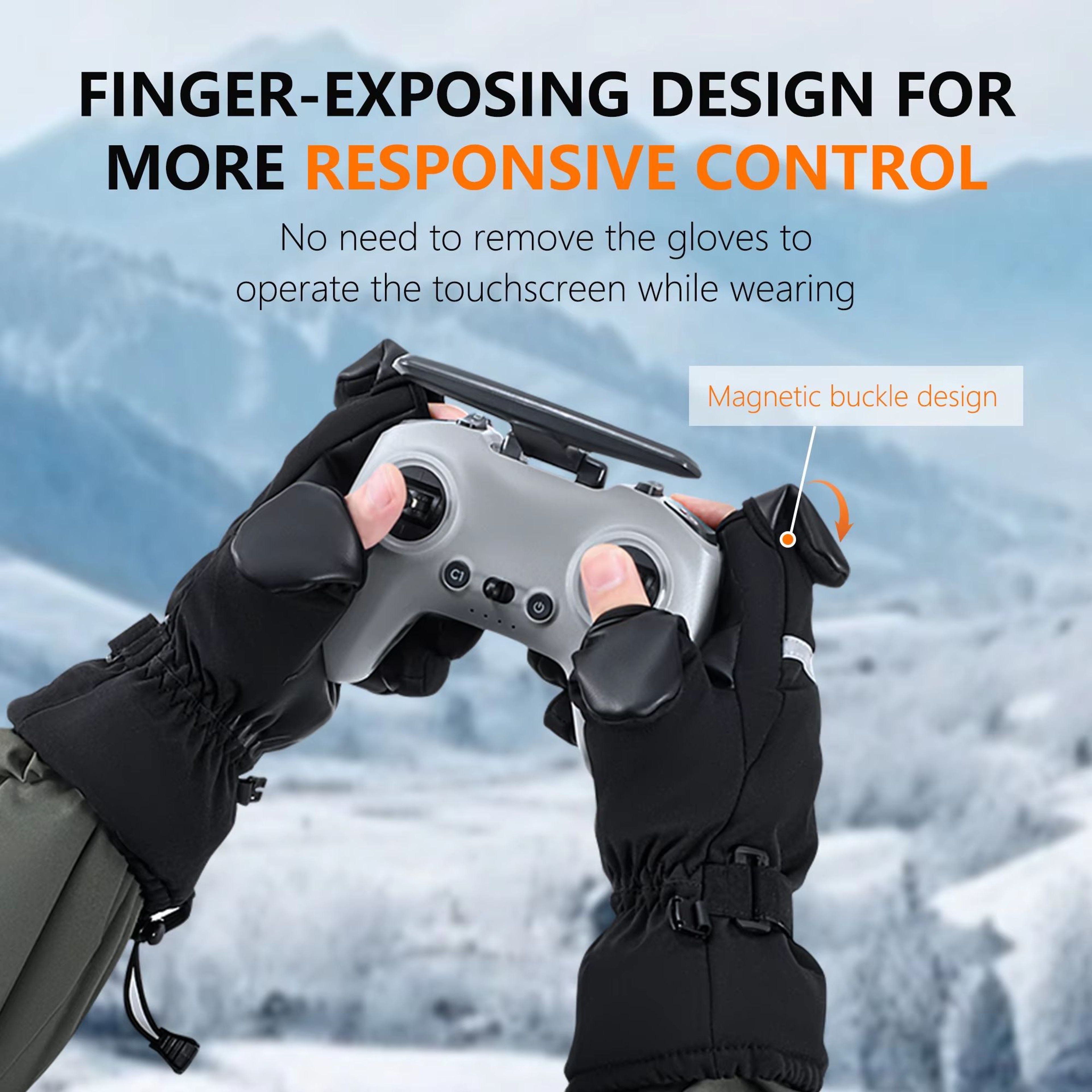 STARTRC Universal Winter Drone Flight Gloves V2  Warm Pilot Gloves For DJI Controllers 4