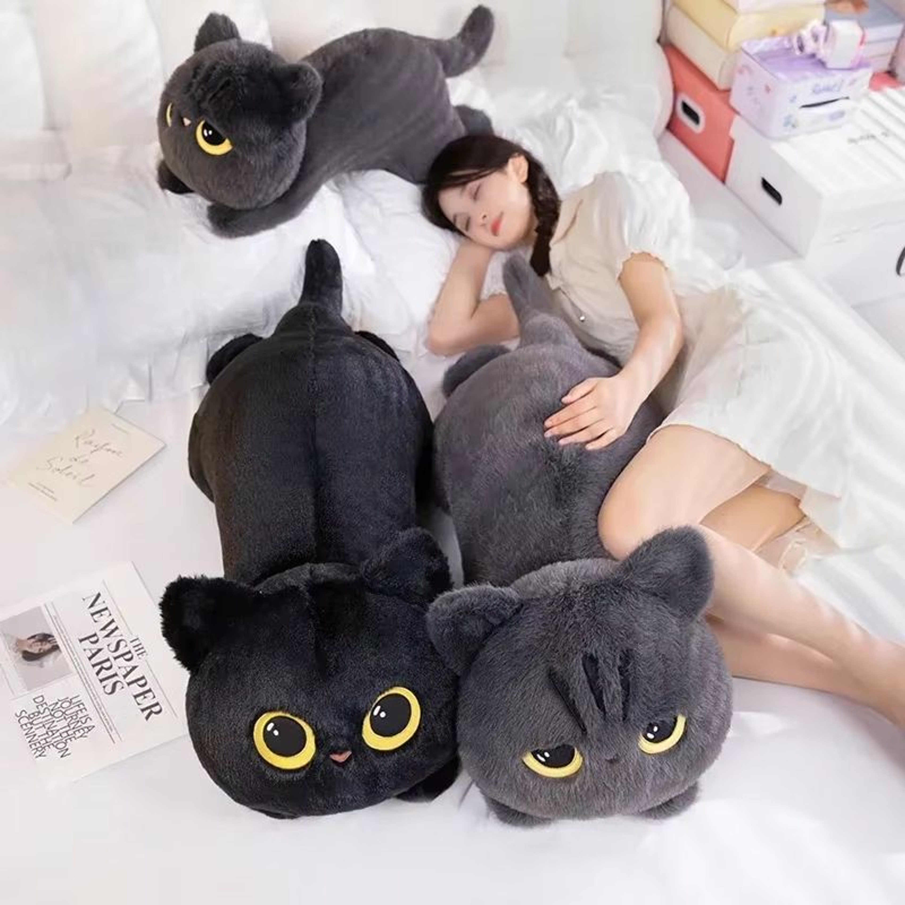 20in Black Cat Plush Pillow Cute Stuffed Animal Cushion For Kids And Cat Lovers 0