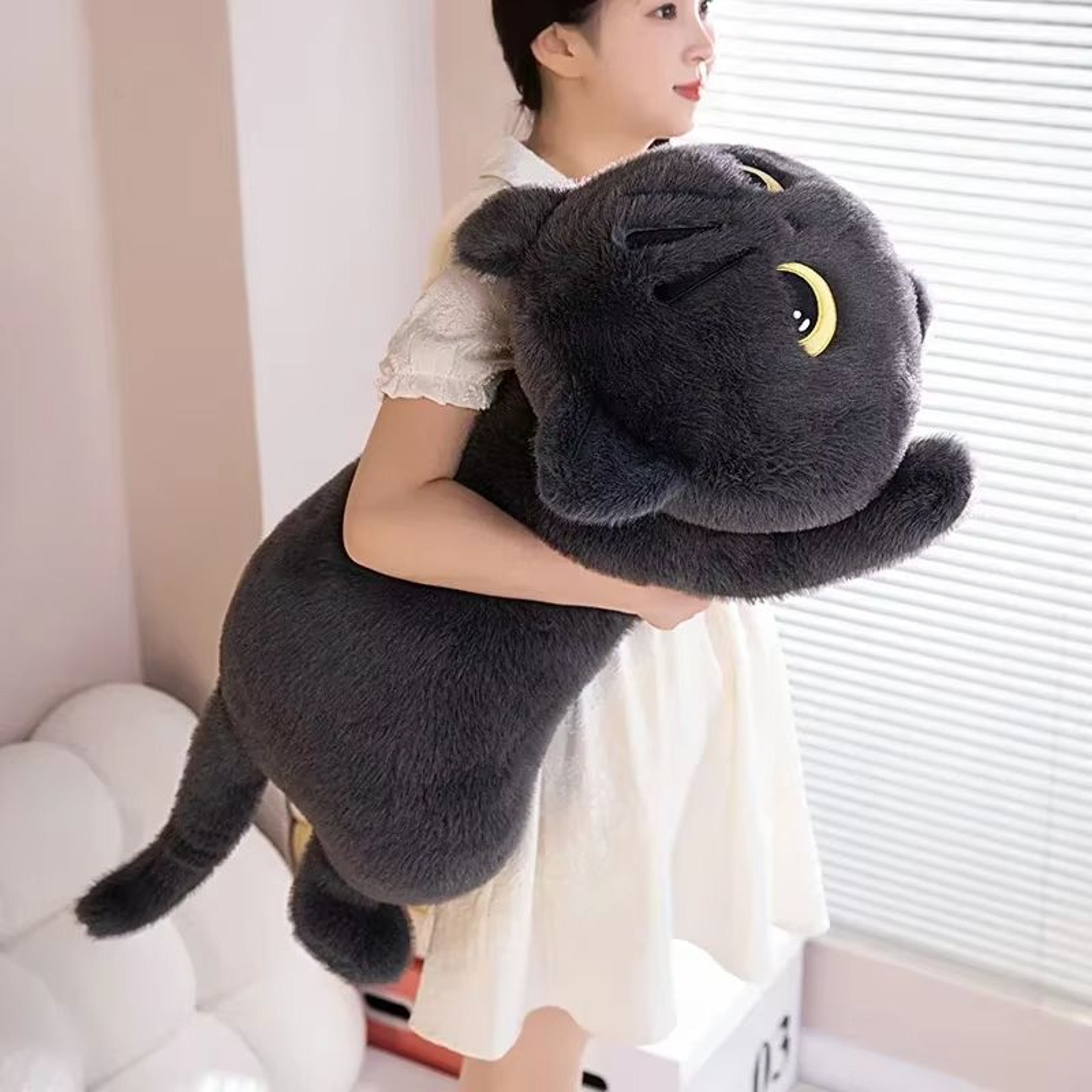 20in Black Cat Plush Pillow Cute Stuffed Animal Cushion For Kids And Cat Lovers 5