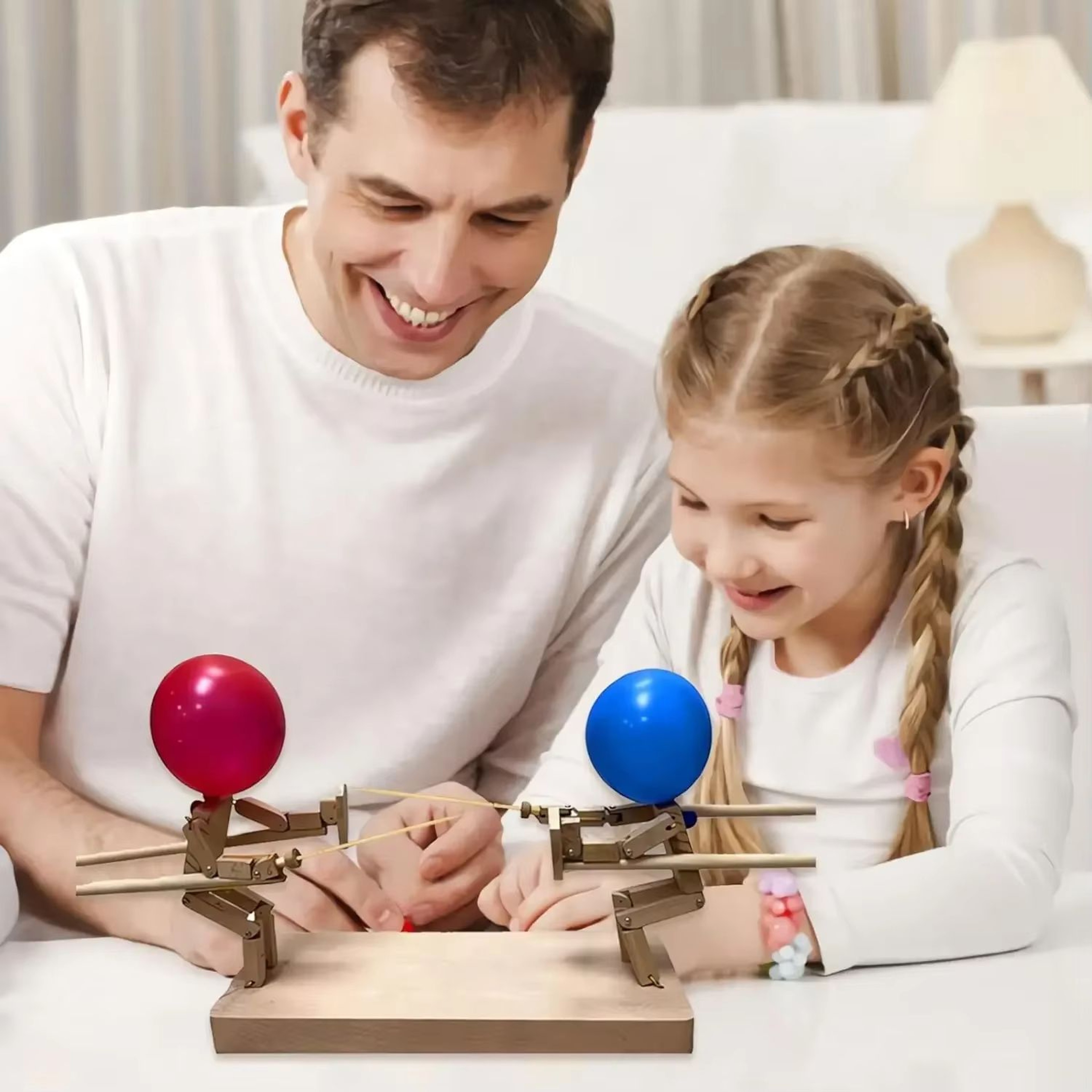 Balloon Bamboo Man Battle Wooden Party Game For 2 Players 1