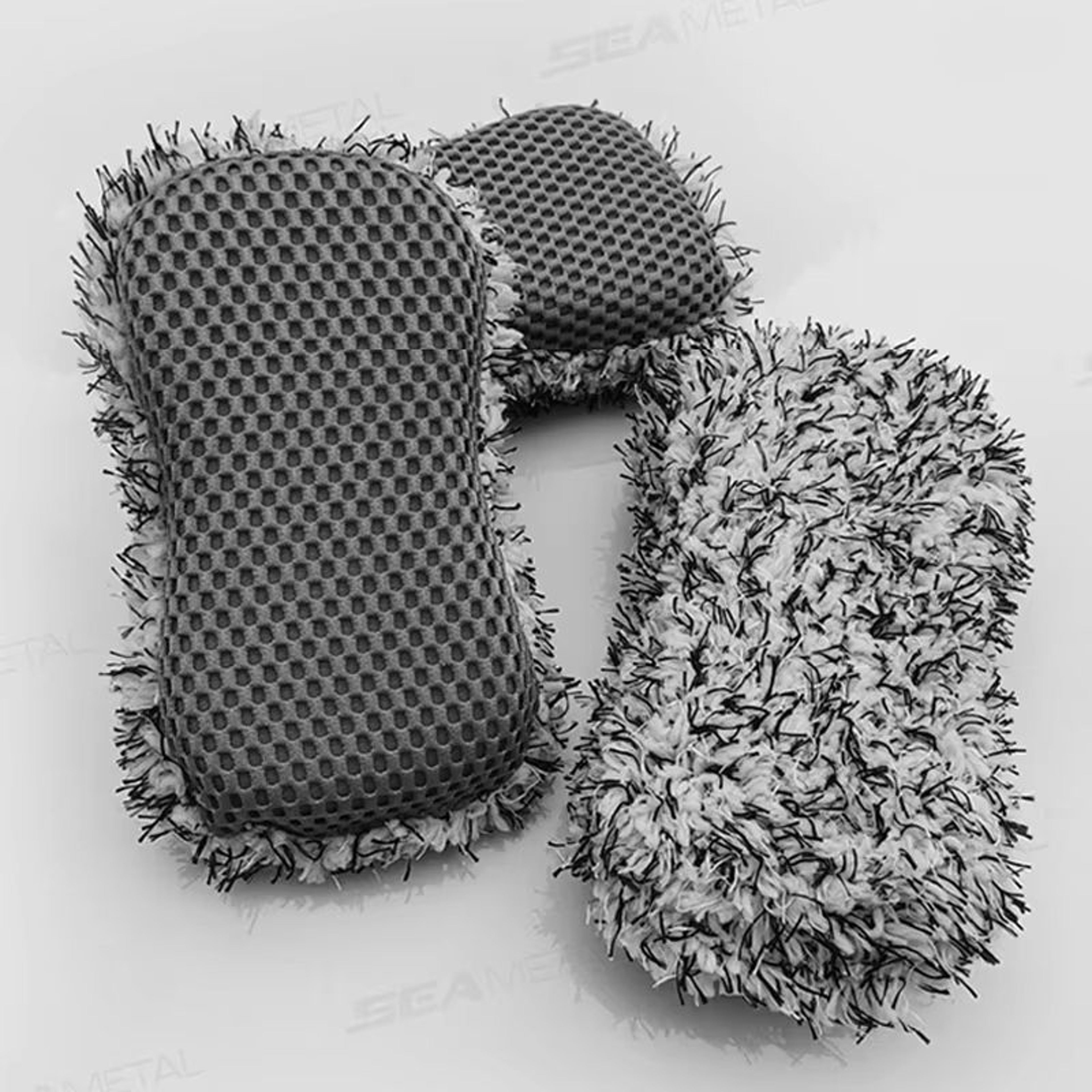 SEAMETAL TwoSided Microfiber Car Wash Sponge With Plush And Mesh Wheel Brush 6