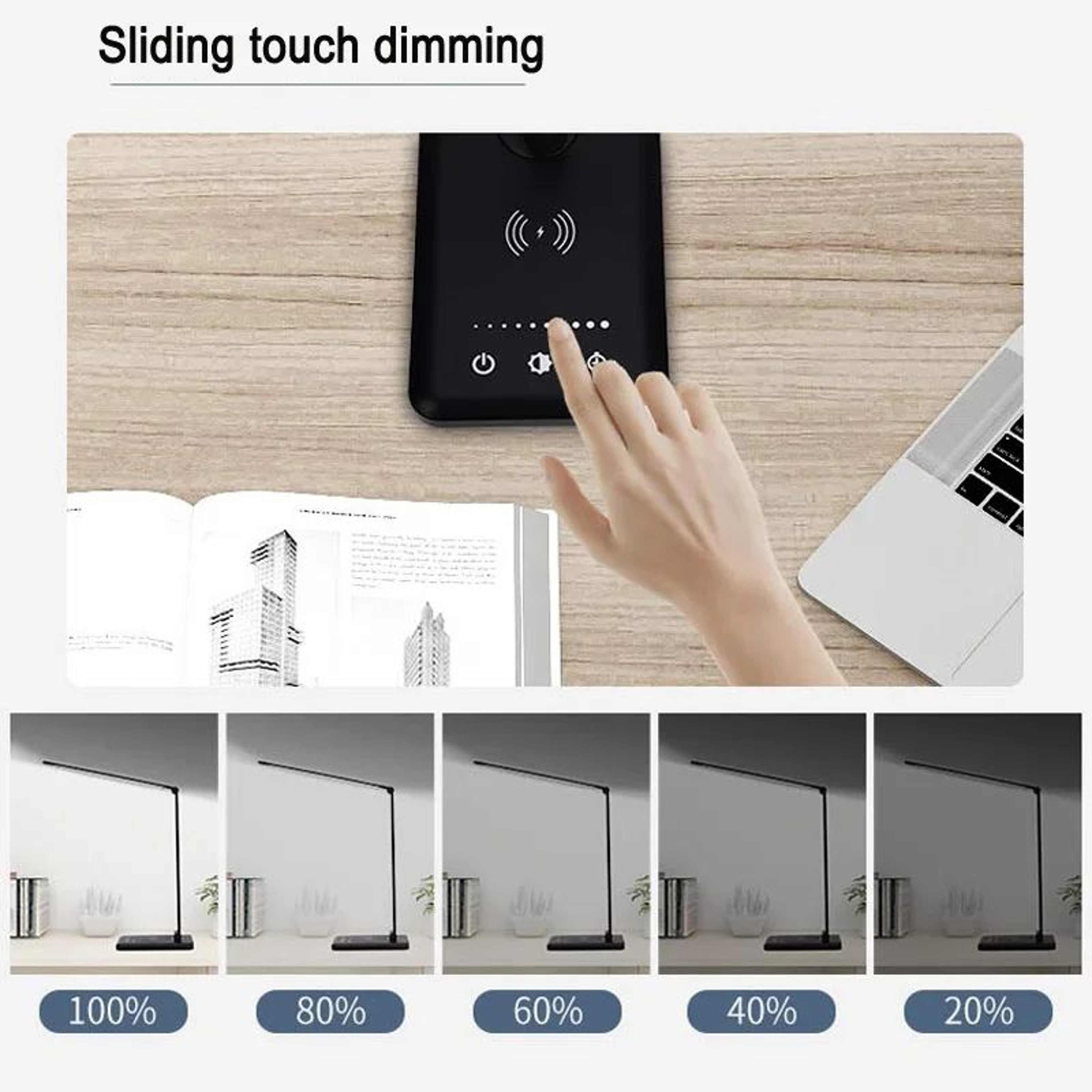 Portable Foldable USB Rechargeable LED Table Lamp  Smart Touch Battery Powered Light For Bedroom Of 1