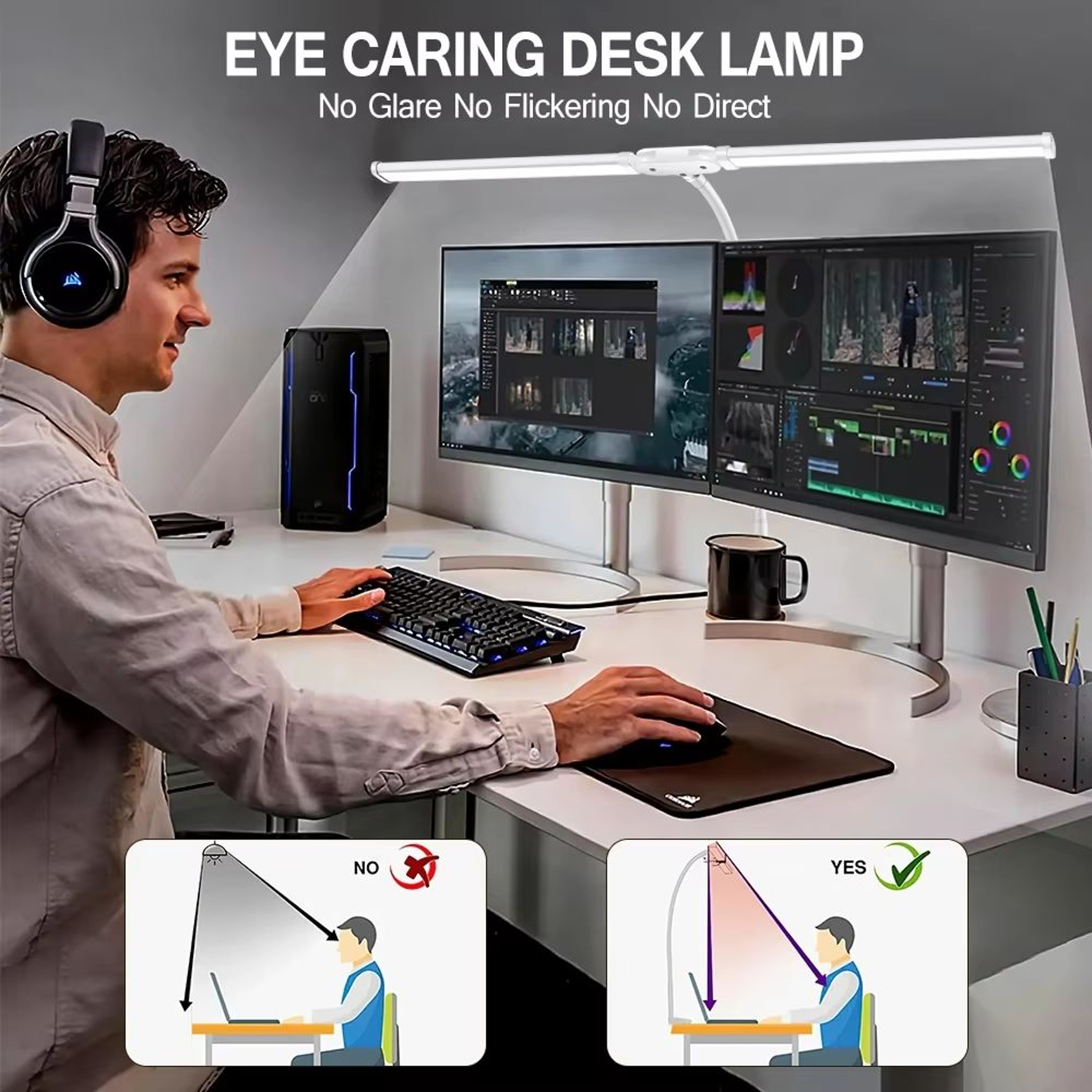 Foldable DualSingle Head LED Desk Lamp With Clip  Adjustable Swing Arm Eye Protection Light 2