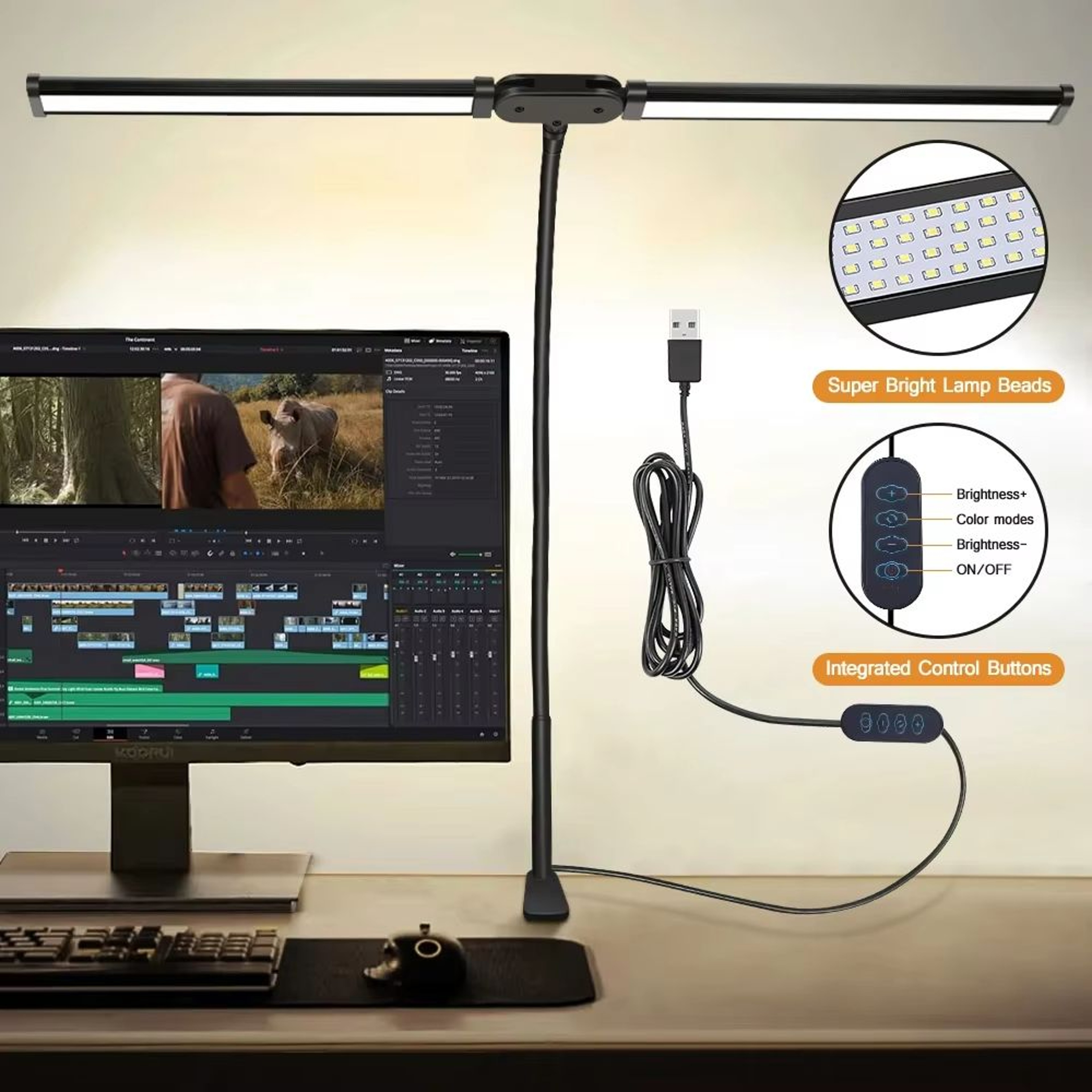 Foldable DualSingle Head LED Desk Lamp With Clip  Adjustable Swing Arm Eye Protection Light 5
