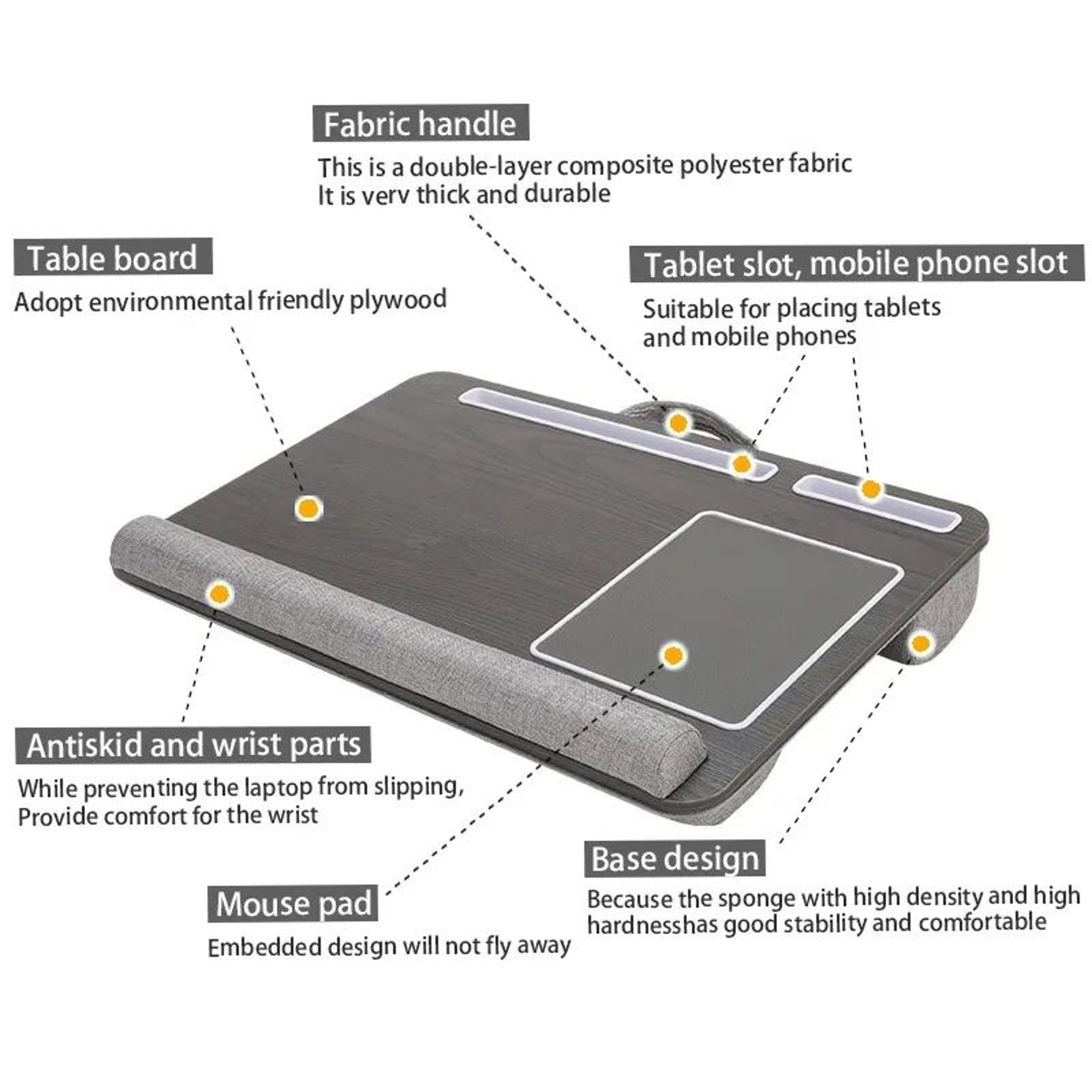 Portable Multi Purpose Laptop Desk Table With Double Groove Anti Slip Bar  Embedded Mouse Pad 4