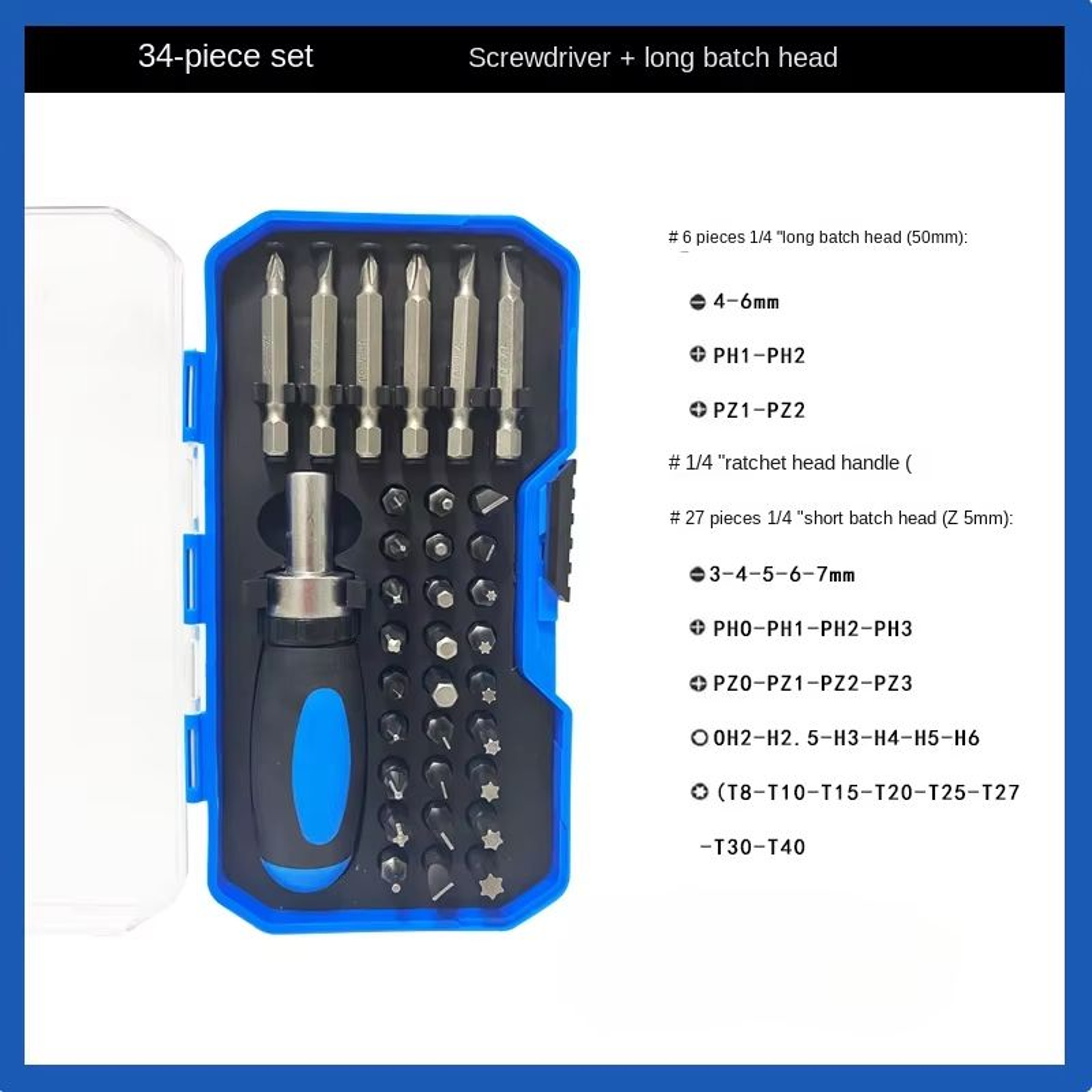 Interchangeable Screwdriver Set With Ratchet Handle Slotted Phillips And Torx Bits For Household Re 6