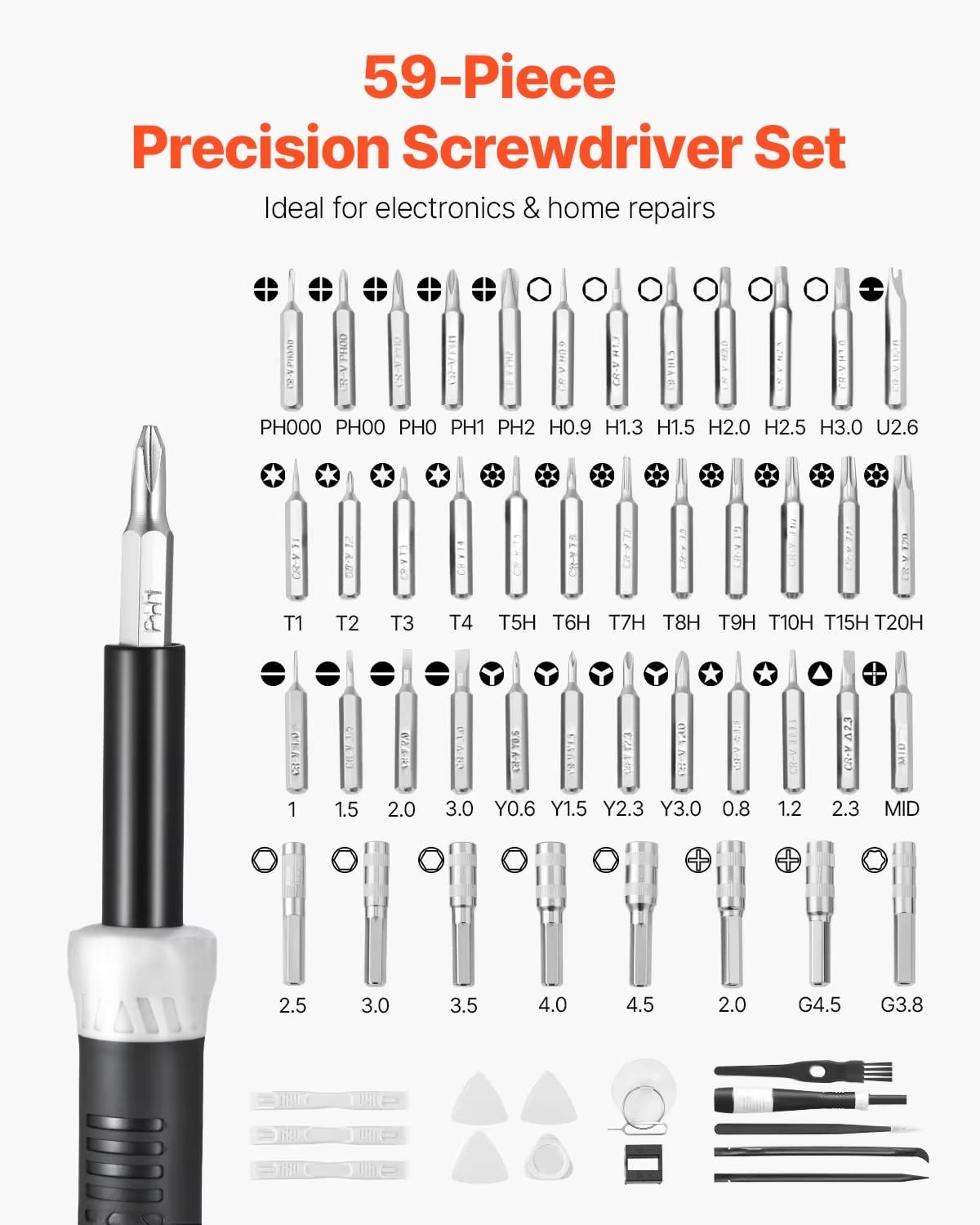 59Piece Precision Screwdriver Set With Tweezers And MultiBits  Mini Electronics Repair Toolkit For  1