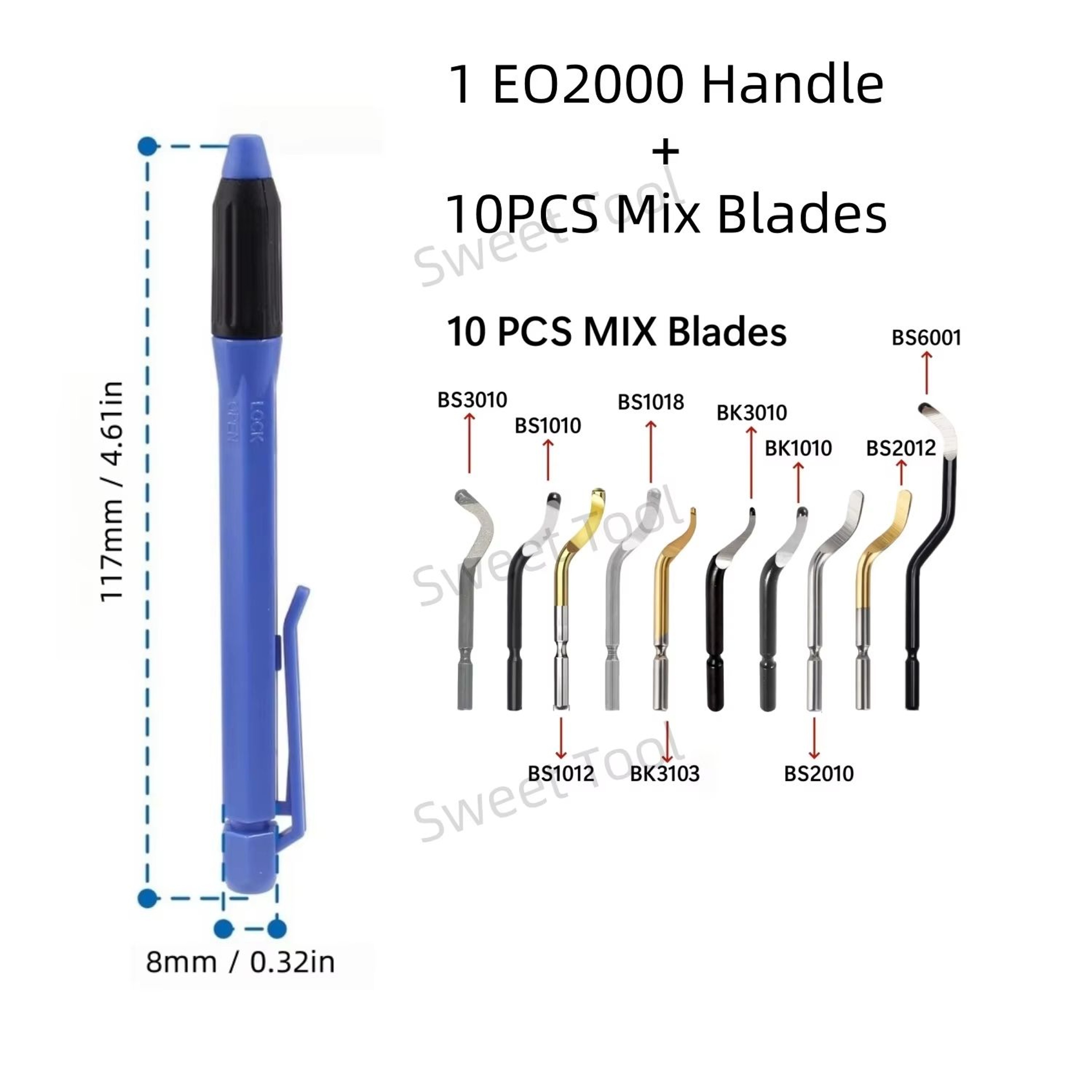 EO2000 Deburring Tool Set With 10 Replacement Blades For Wood Plastic Metal Edge Finishing 6