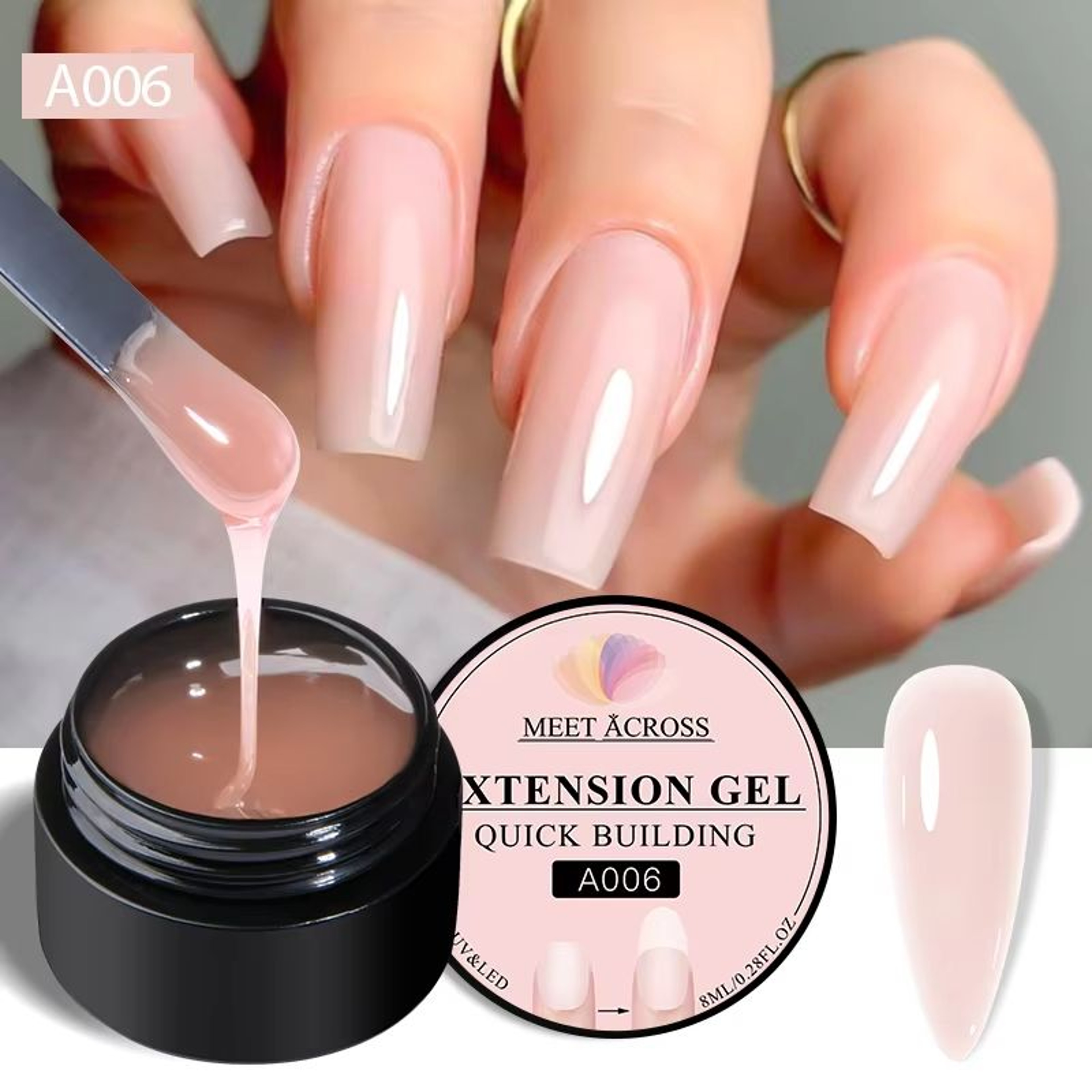 MEET ACROSS Milk White Quick Extension Gel Nail Polish 8 Ml 10