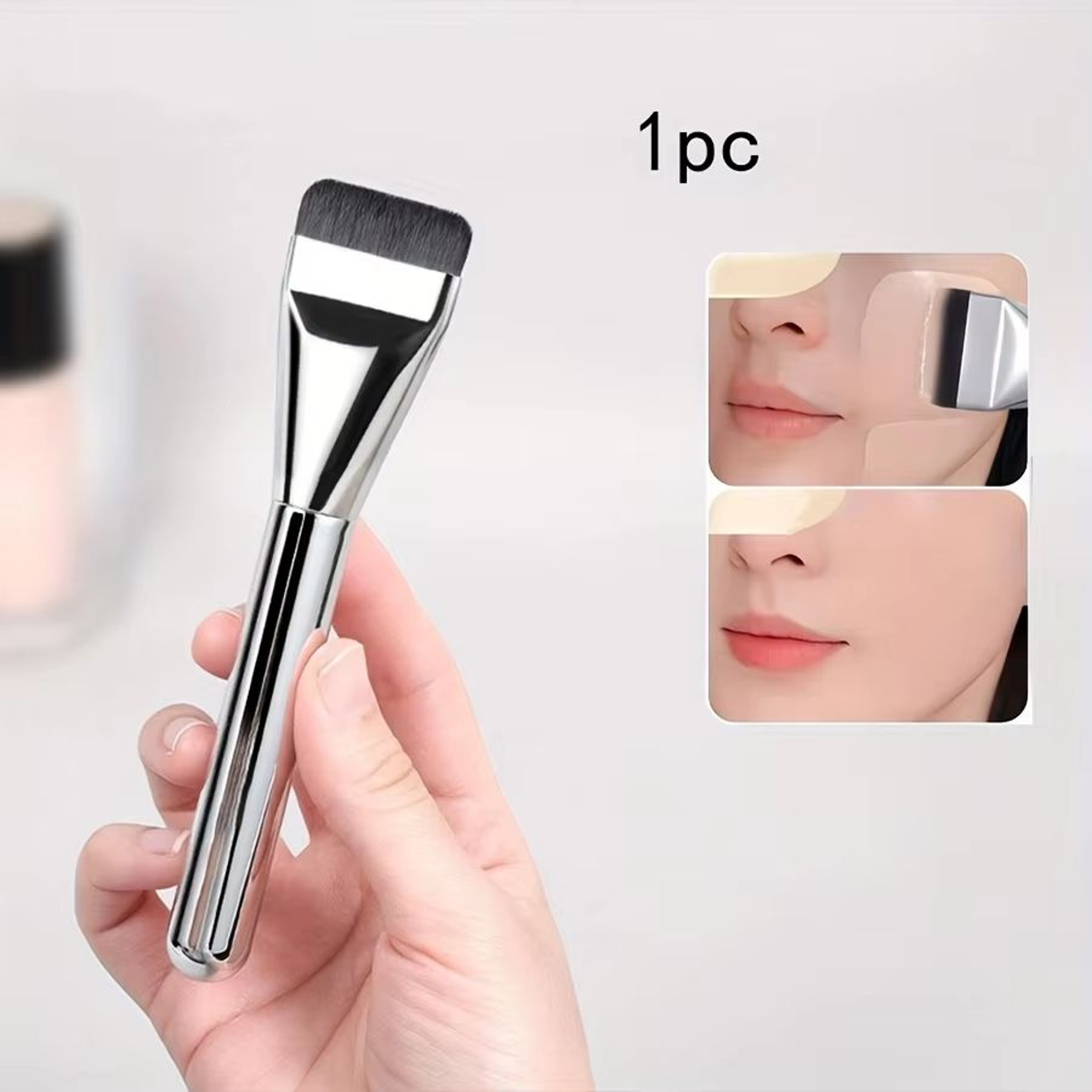 MultiUse UltraFine Foundation Brush  Hypoallergenic Nylon Bristle Oval Contour Brush 12 Pc 7