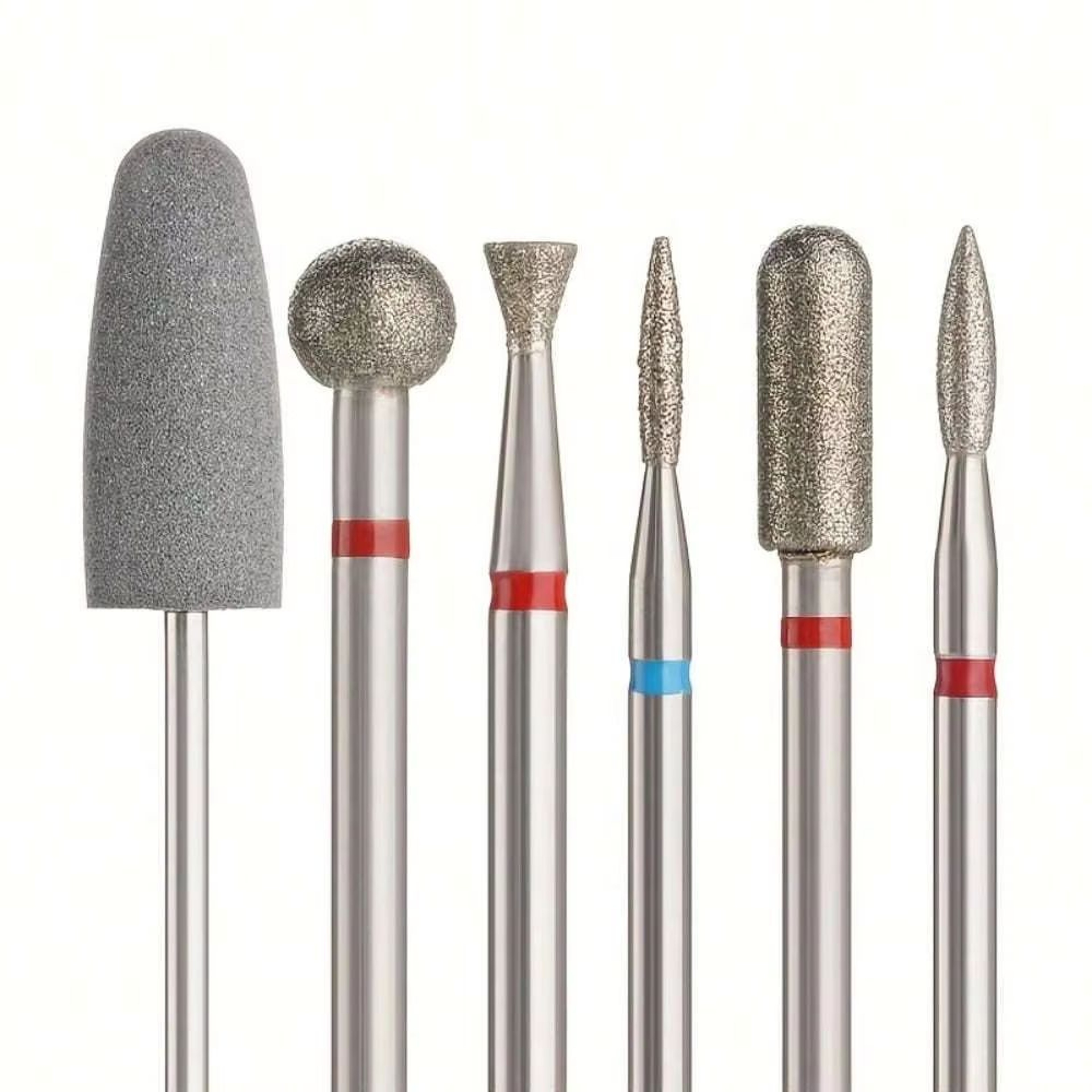 ProGlam 6Piece Diamond Nail Drill Bit Set  Electric Manicure Files  Cuticle Polishing Heads 6