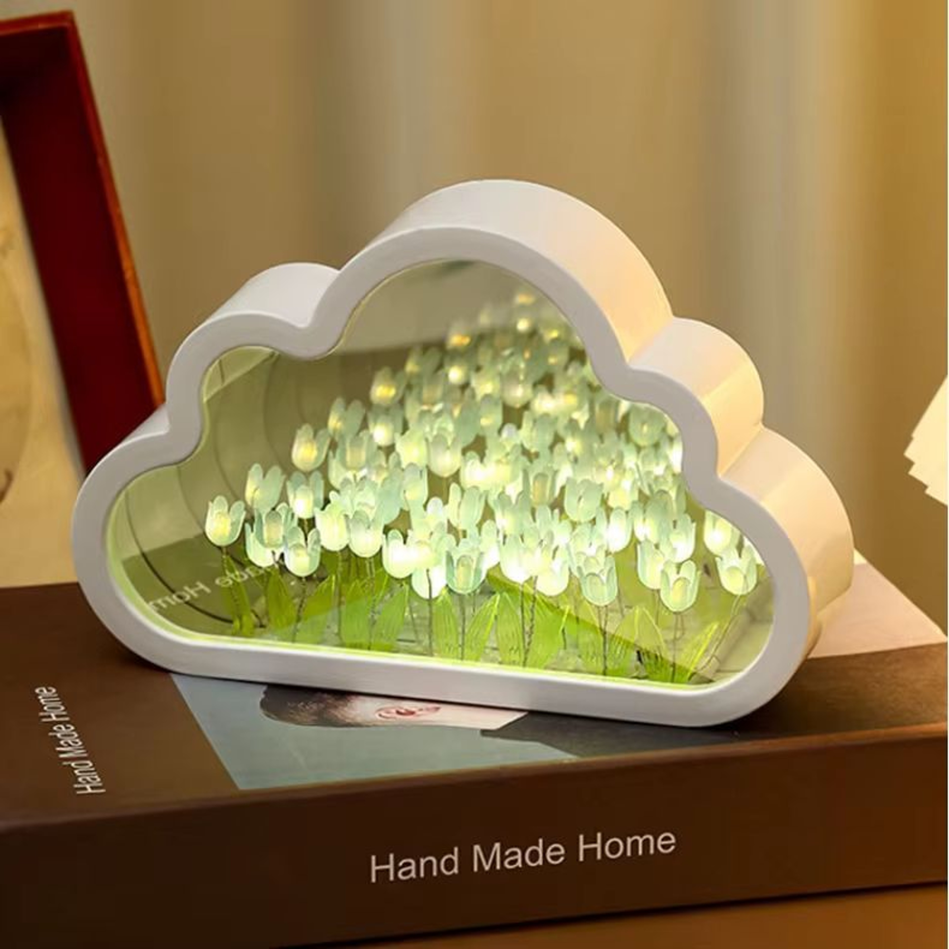 Cloud Tulip Mirror LED Night Light  Handmade DIY Flower Atmosphere Table Lamp 7