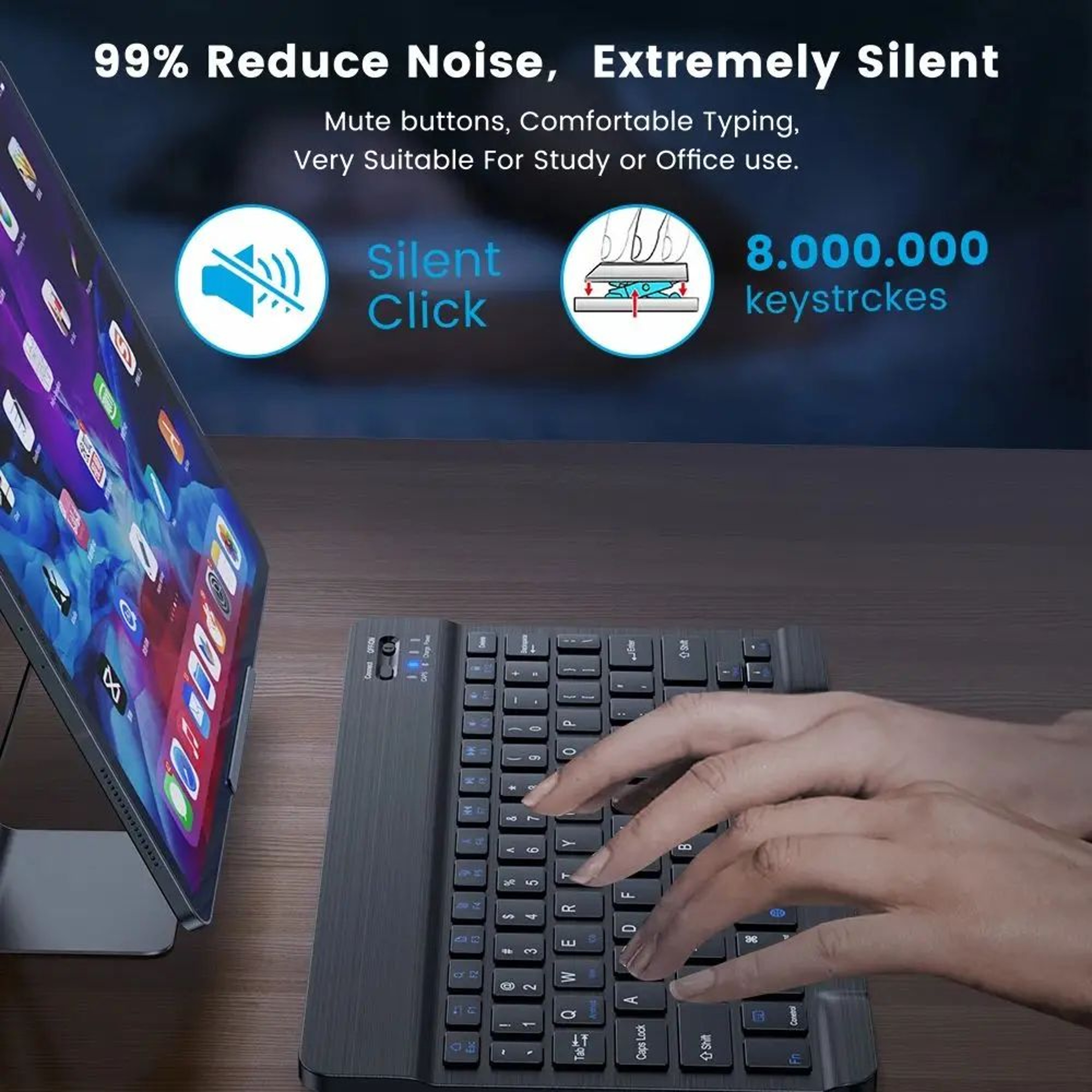 Mini Bluetooth Keyboard 78 Keys For IPad Tablets Android IOS And Windows 2