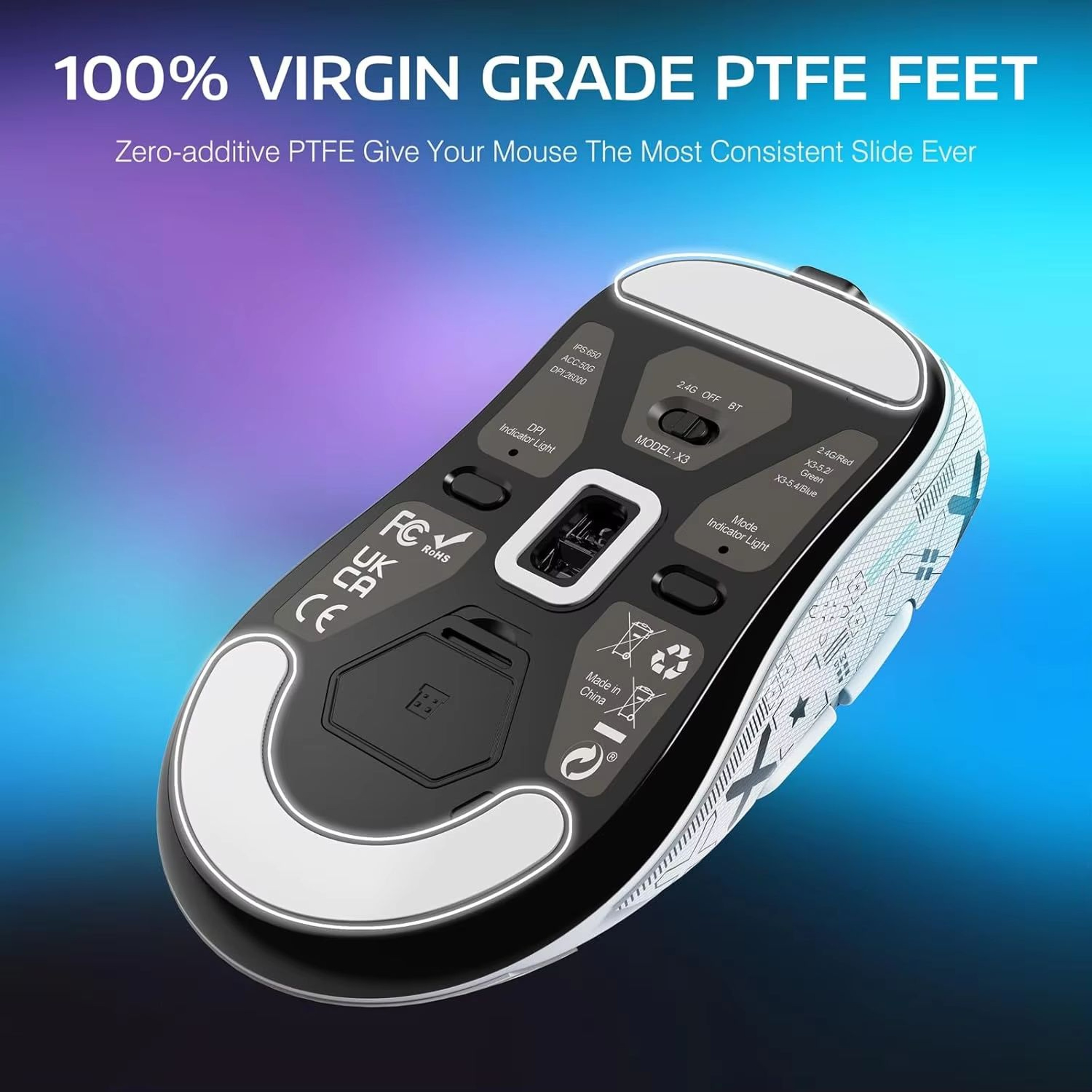 ATTACK SHARK X3 TriMode Wireless Gaming Mouse 26K DPI PAW3395 173oz Lightweight 200h Battery 4
