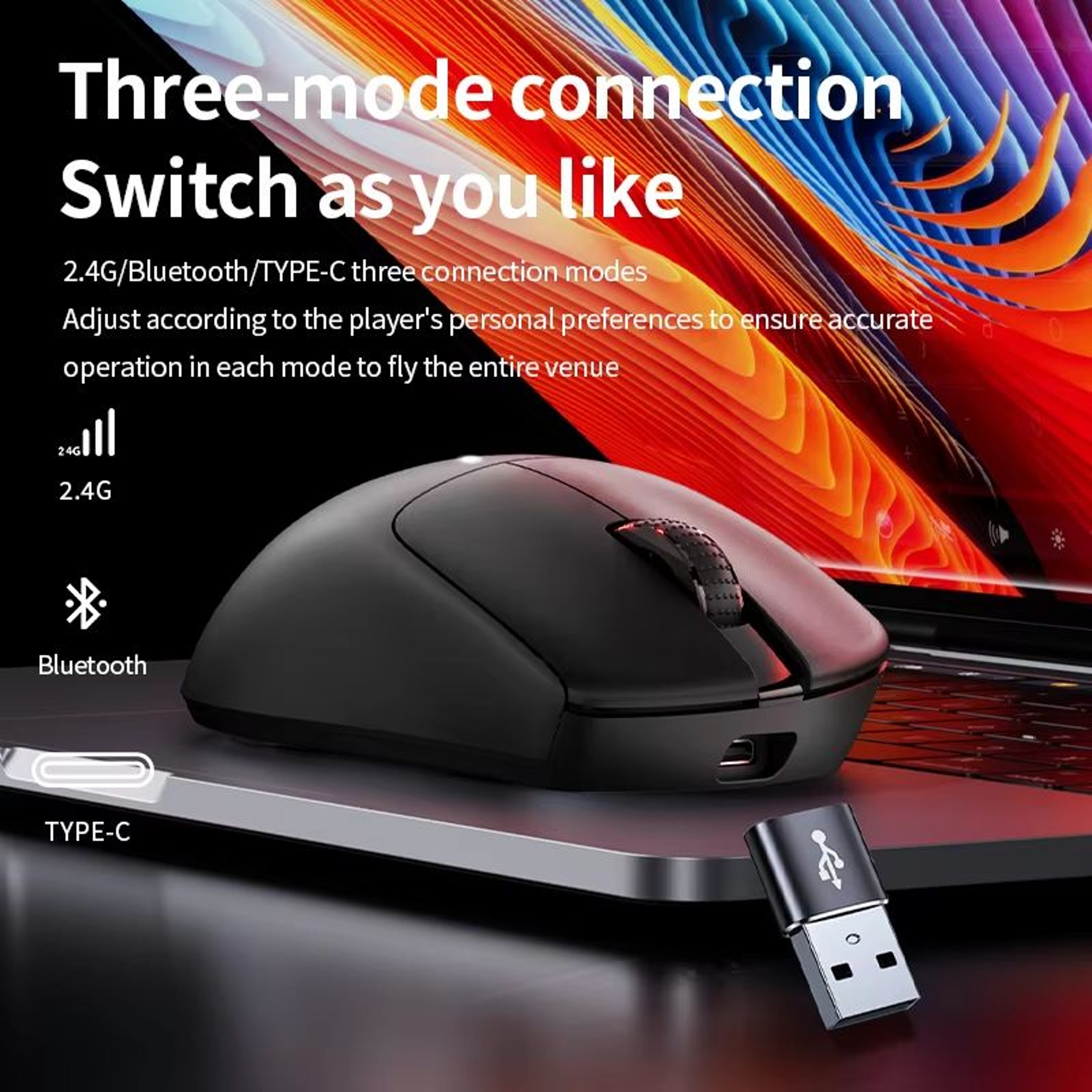 SOREX X1 Tri Mode Wireless Gaming Mouse Bluetooth 50 1000Hz Polling 6400 DPI Lightweight Control 2