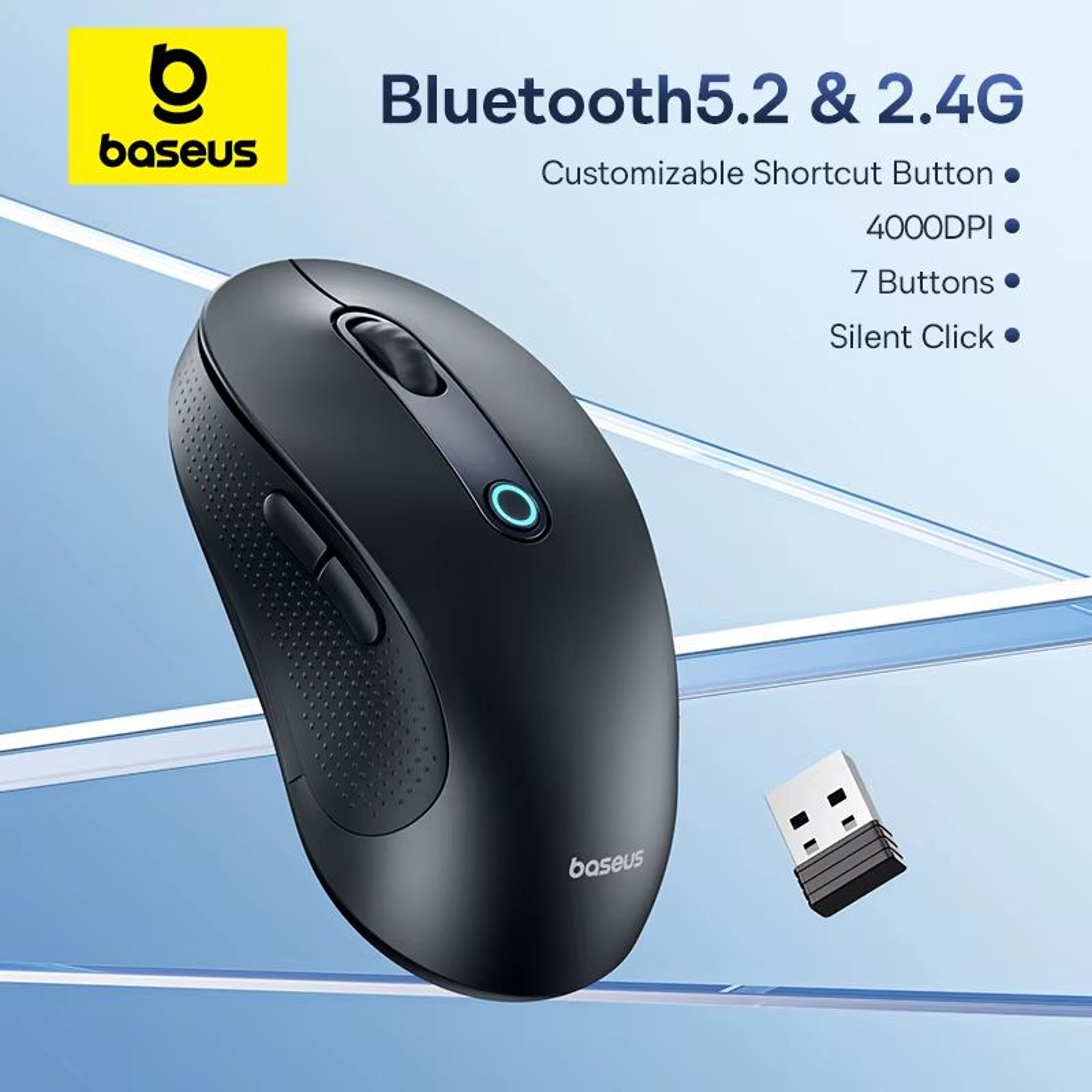 Baseus F02 Ergonomic Wireless Mouse With Bluetooth 52 And 4000 DPI Precision 0