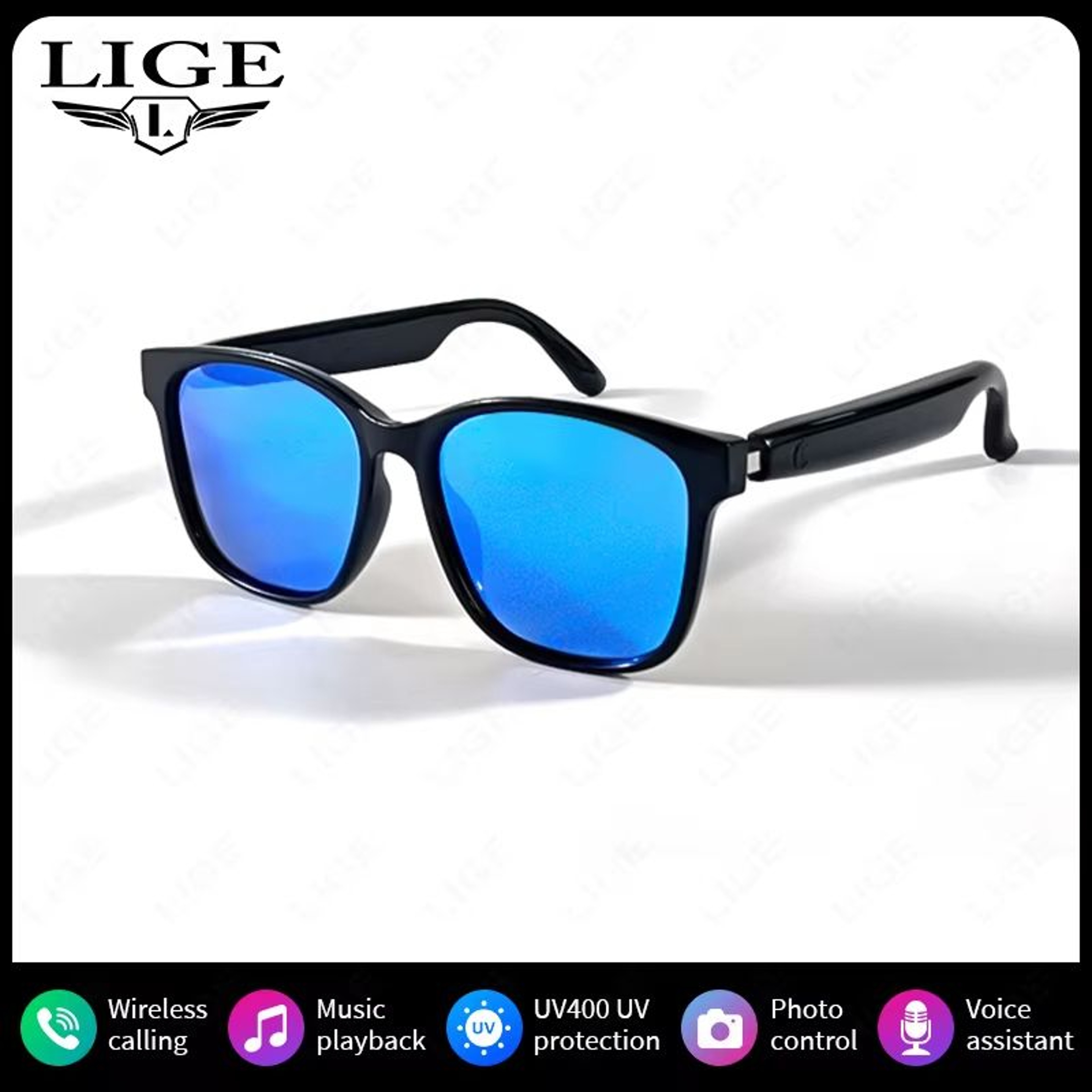 LIGE AI Voice Smart Sunglasses With Bluetooth Calls And Camera Control 9