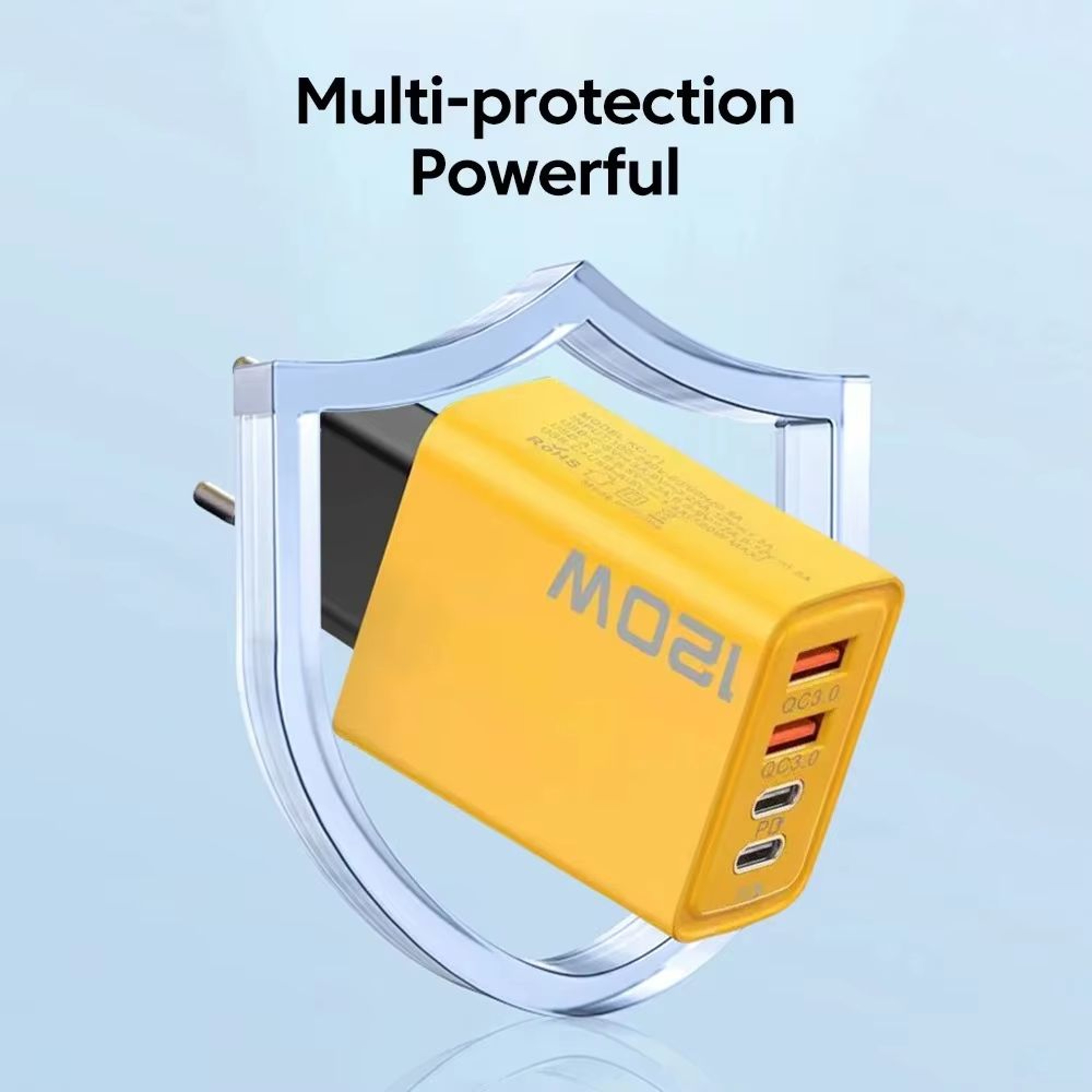 120W USB C Charger 4 Port Fast Wall Adapter With Quick Charge For IPhone Samsung Xiaomi 3