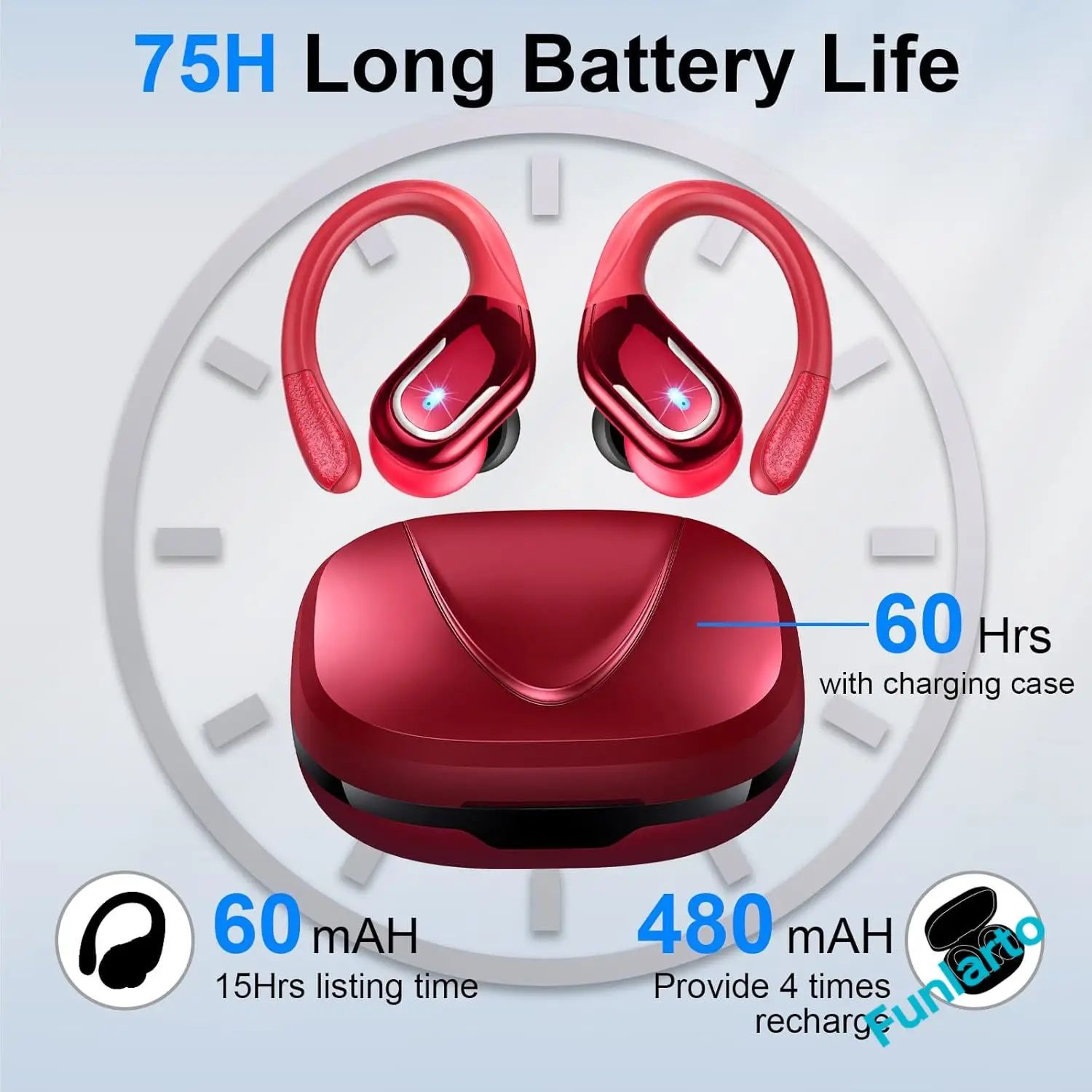 Bluetooth 53 Wireless Sport Earbuds With Earhooks And ENC Noise Canceling Mic 3