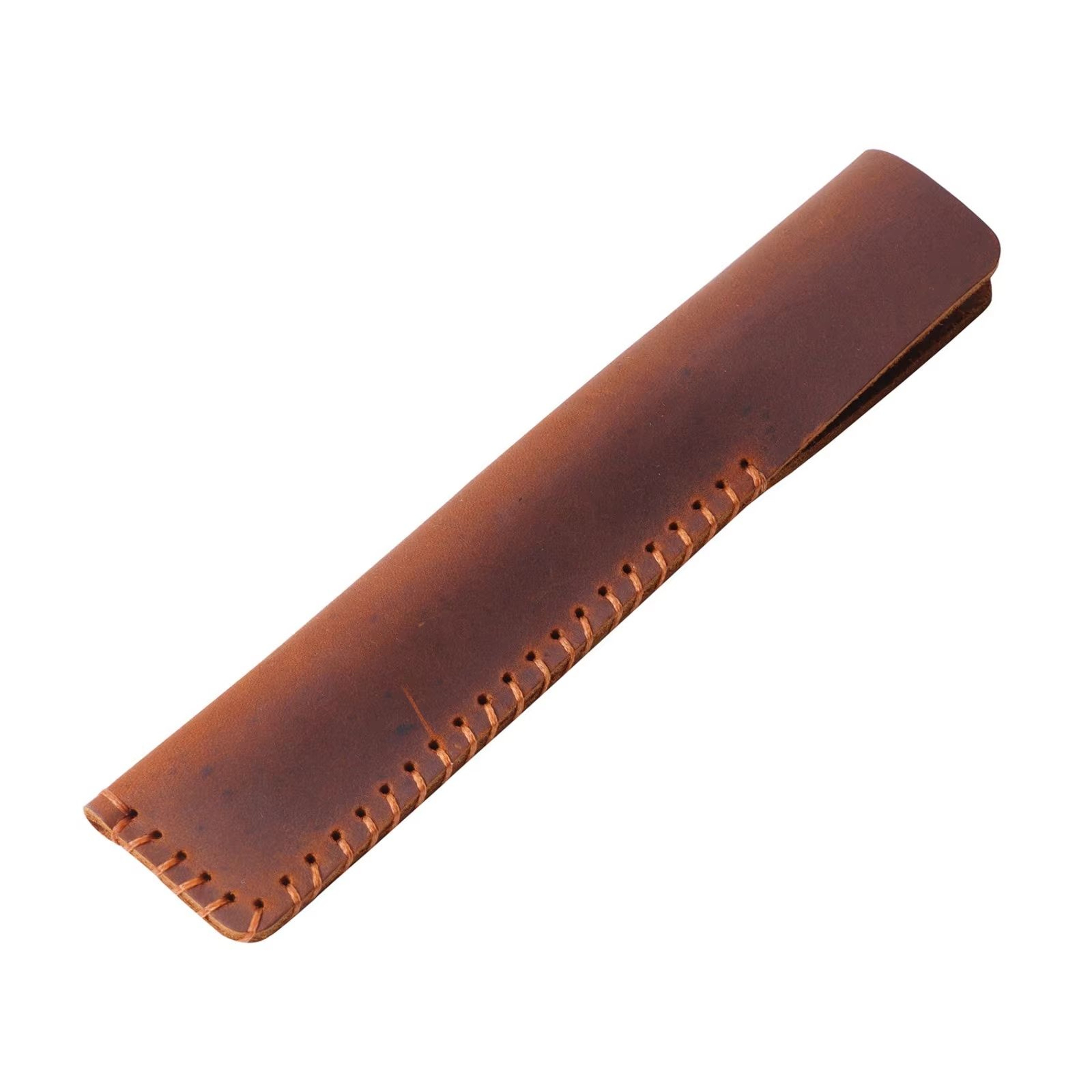 Handmade Retro Cowhide Leather Pencil Case Vintage Single Pen Holder Organizer 6
