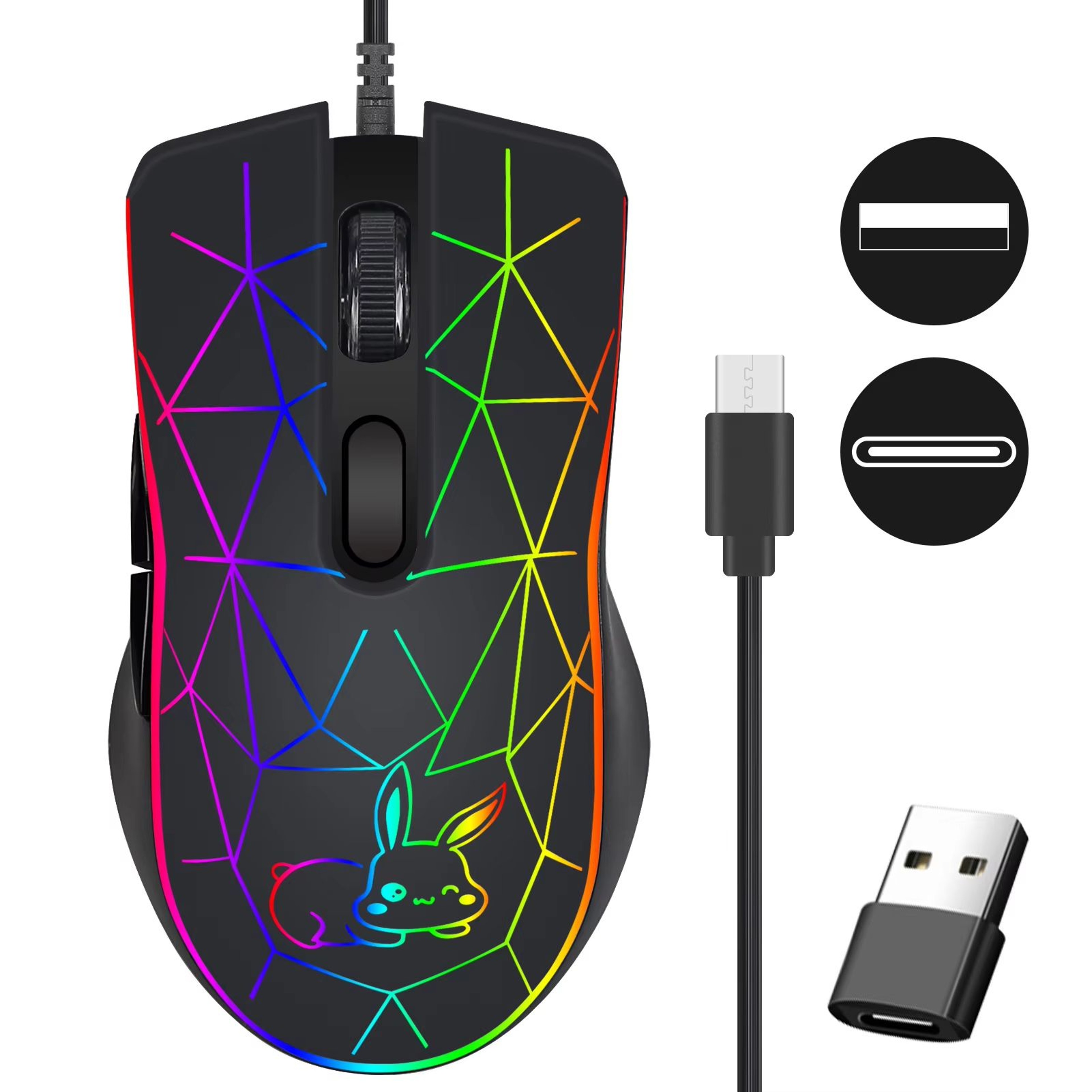 LED Wired TypeC Mouse Compatible With Apple Huawei Laptops Tablets And Smartphones 0