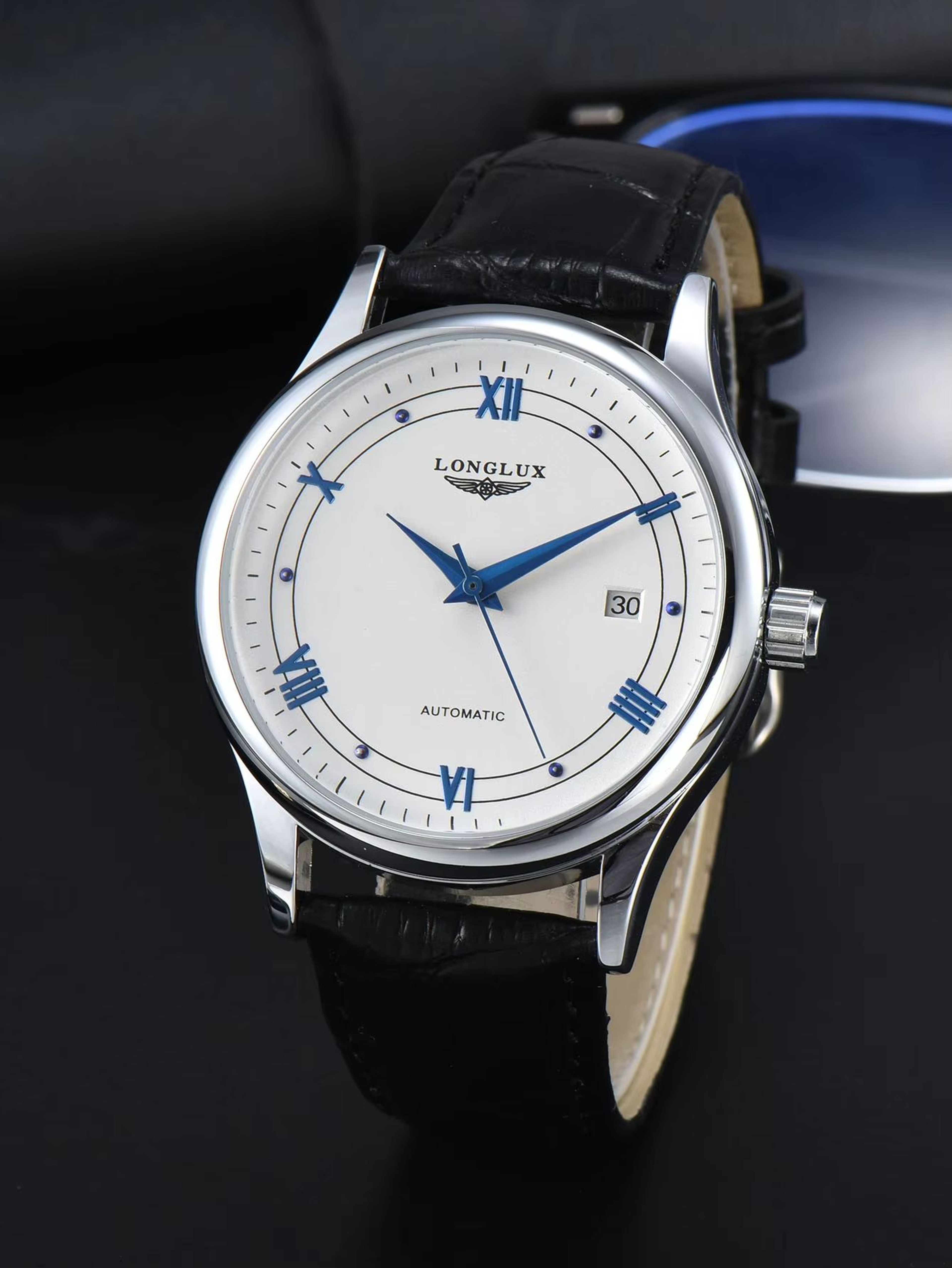 LONGLUX Automatic Mechanical Mens Watch Classic Leather Strap Watch With Date Display 7