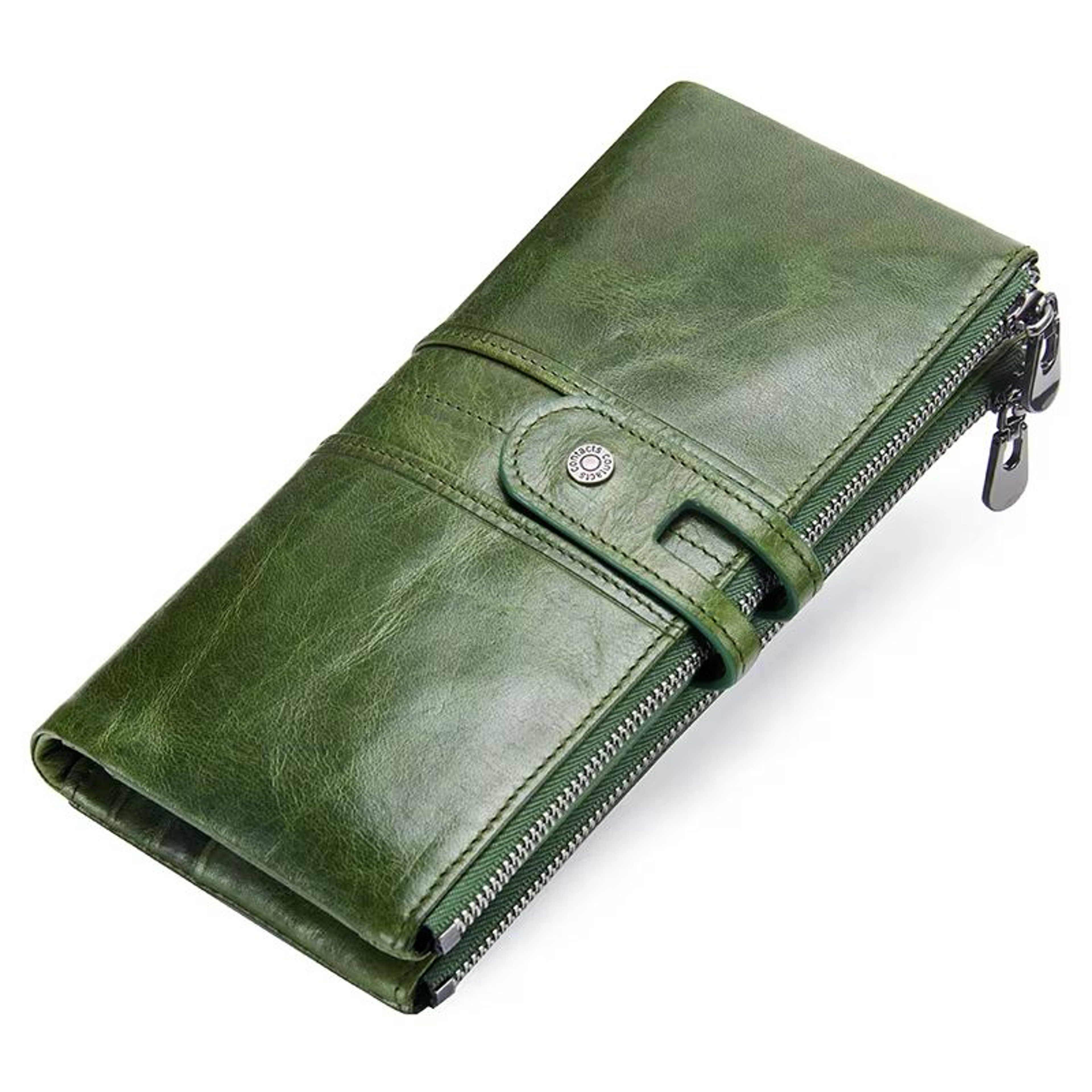 CONTACTS Genuine Leather Men Clutch Wallet With Zipper Coin Pocket 9