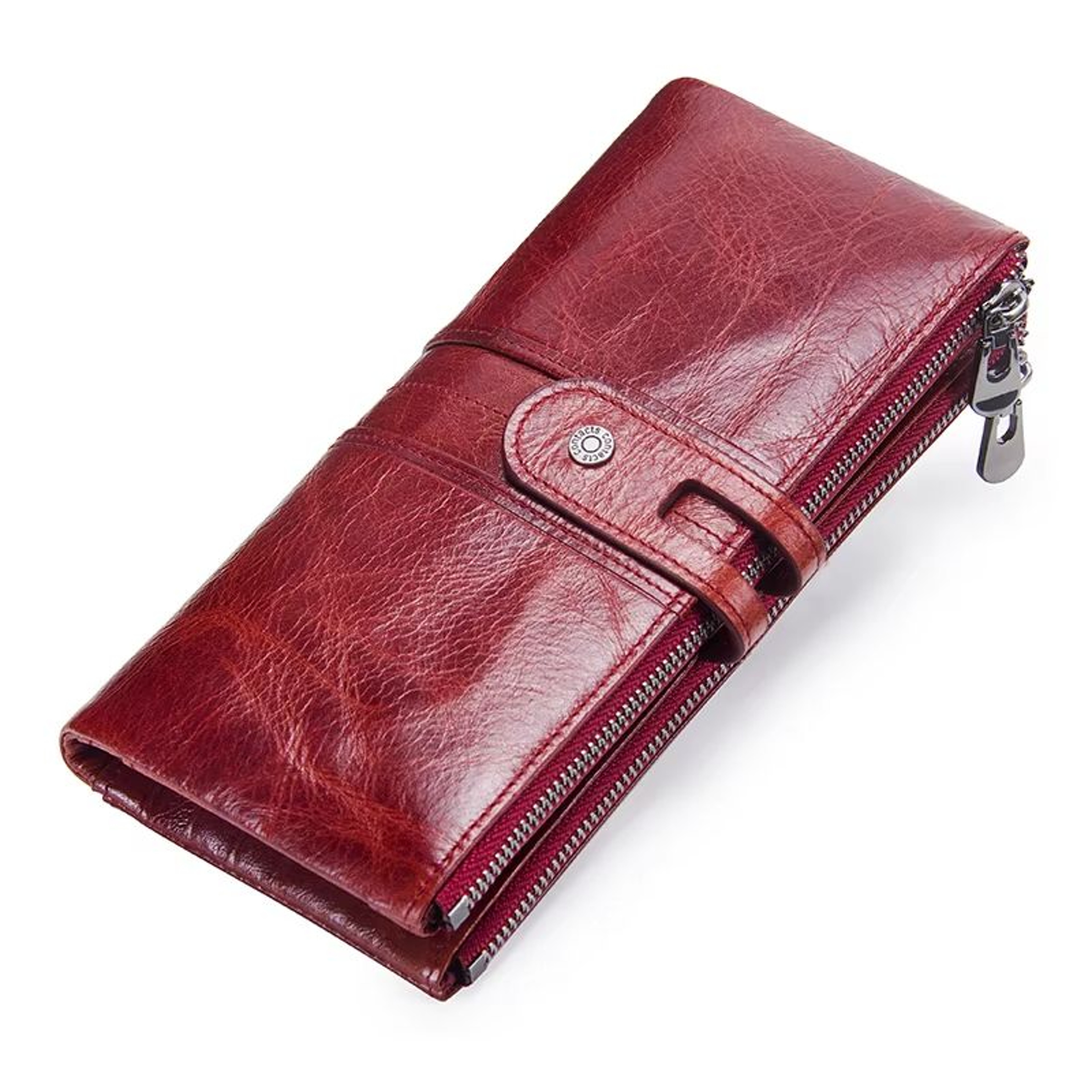 CONTACTS Genuine Leather Men Clutch Wallet With Zipper Coin Pocket 10