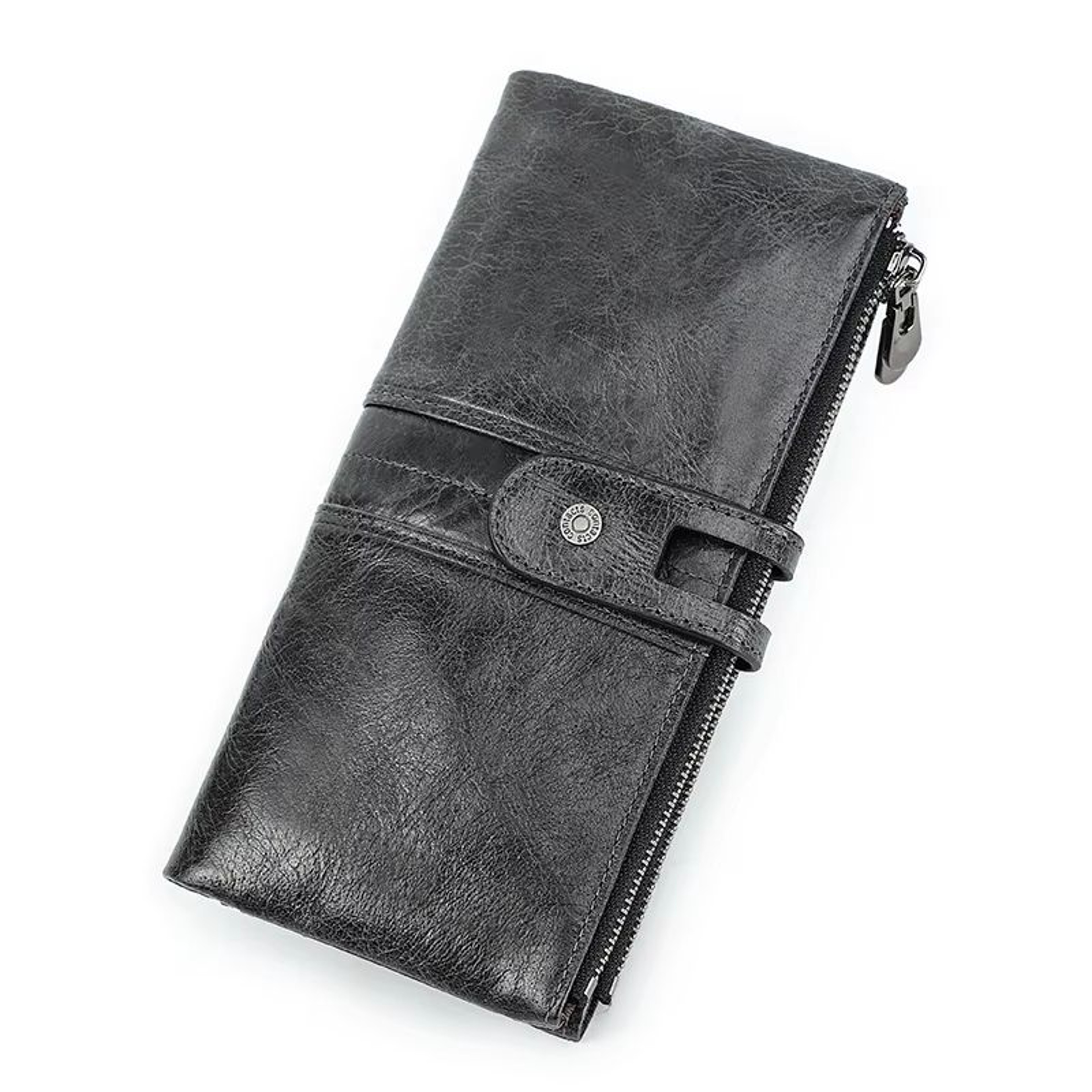 CONTACTS Genuine Leather Men Clutch Wallet With Zipper Coin Pocket 8