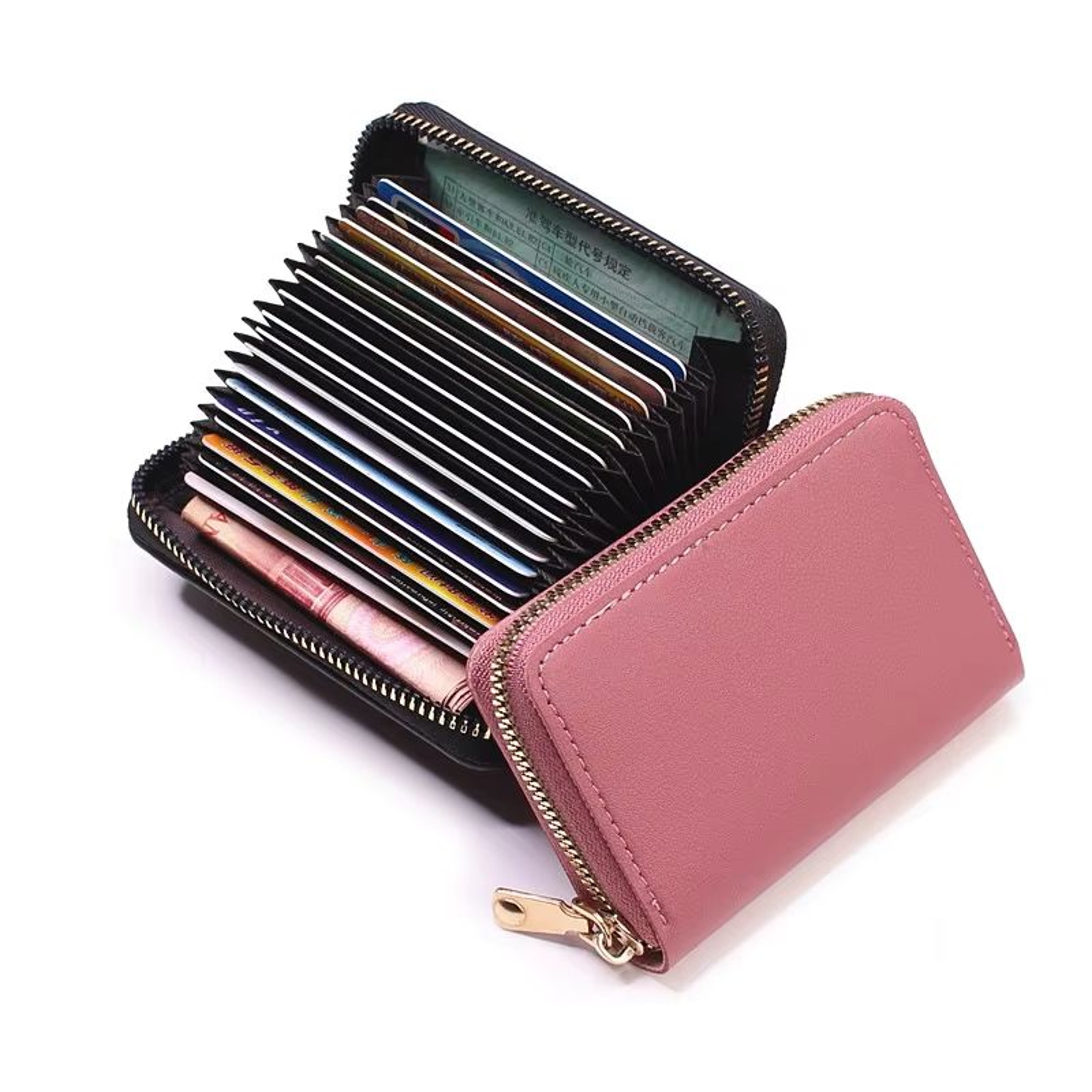 PU Leather Business Card Holder Wallet Multi Card Organizer With Coin Pocket 1
