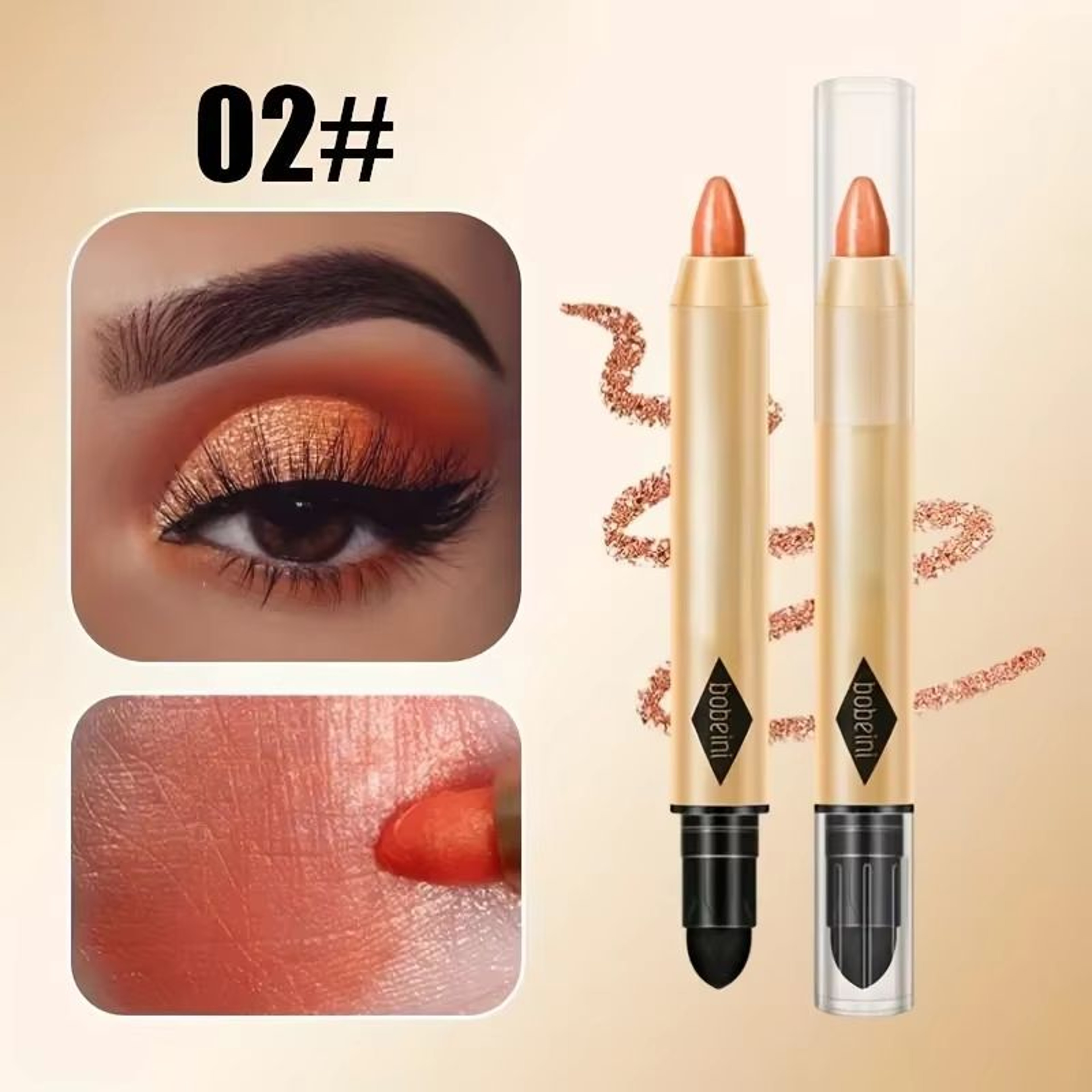 Double Head Metallic Eyeshadow Stick Diamond Shimmer Highlighter Pencil 6