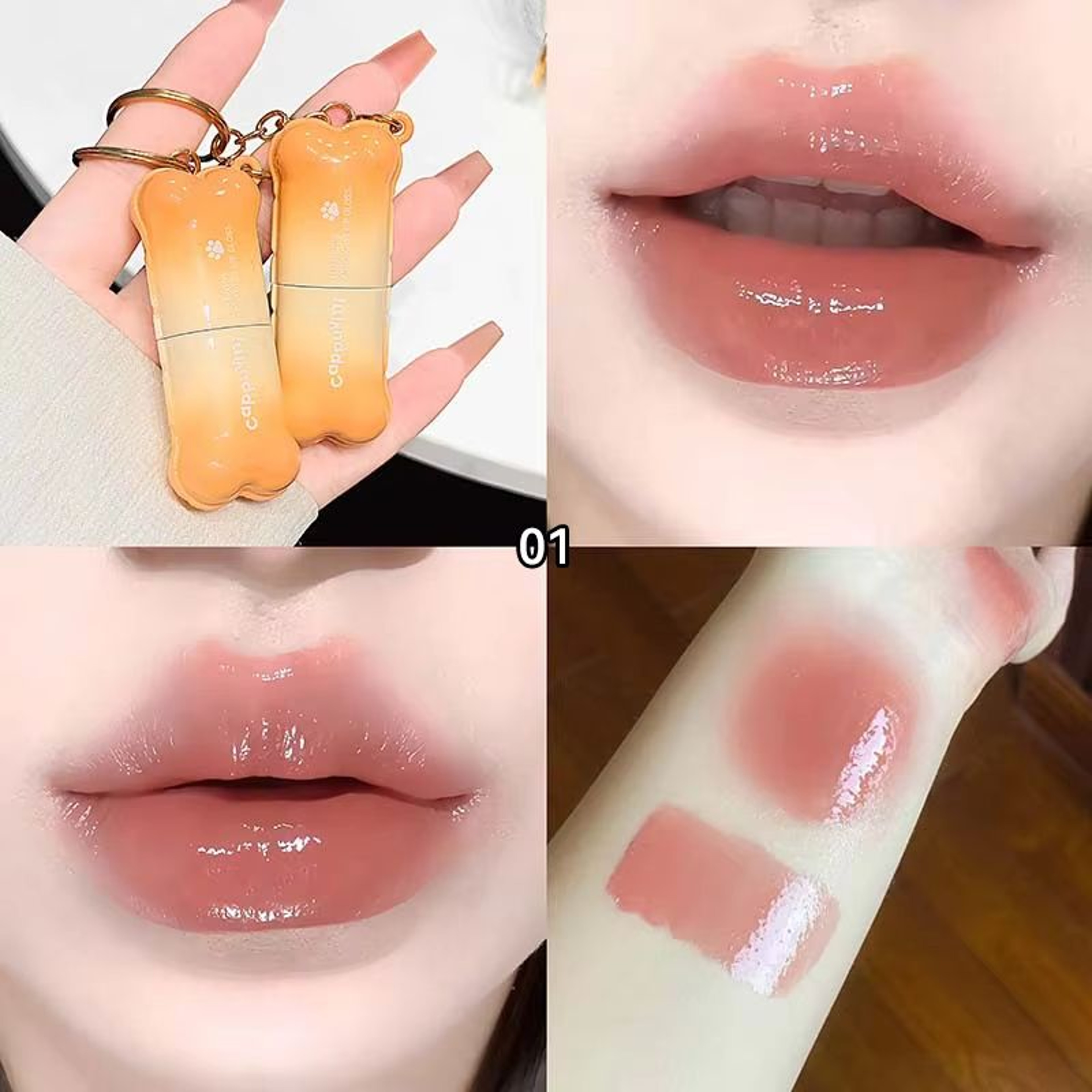 PINKCOCO Bear Doodle Mirror Lip Glaze For Shiny Nude Lips 9