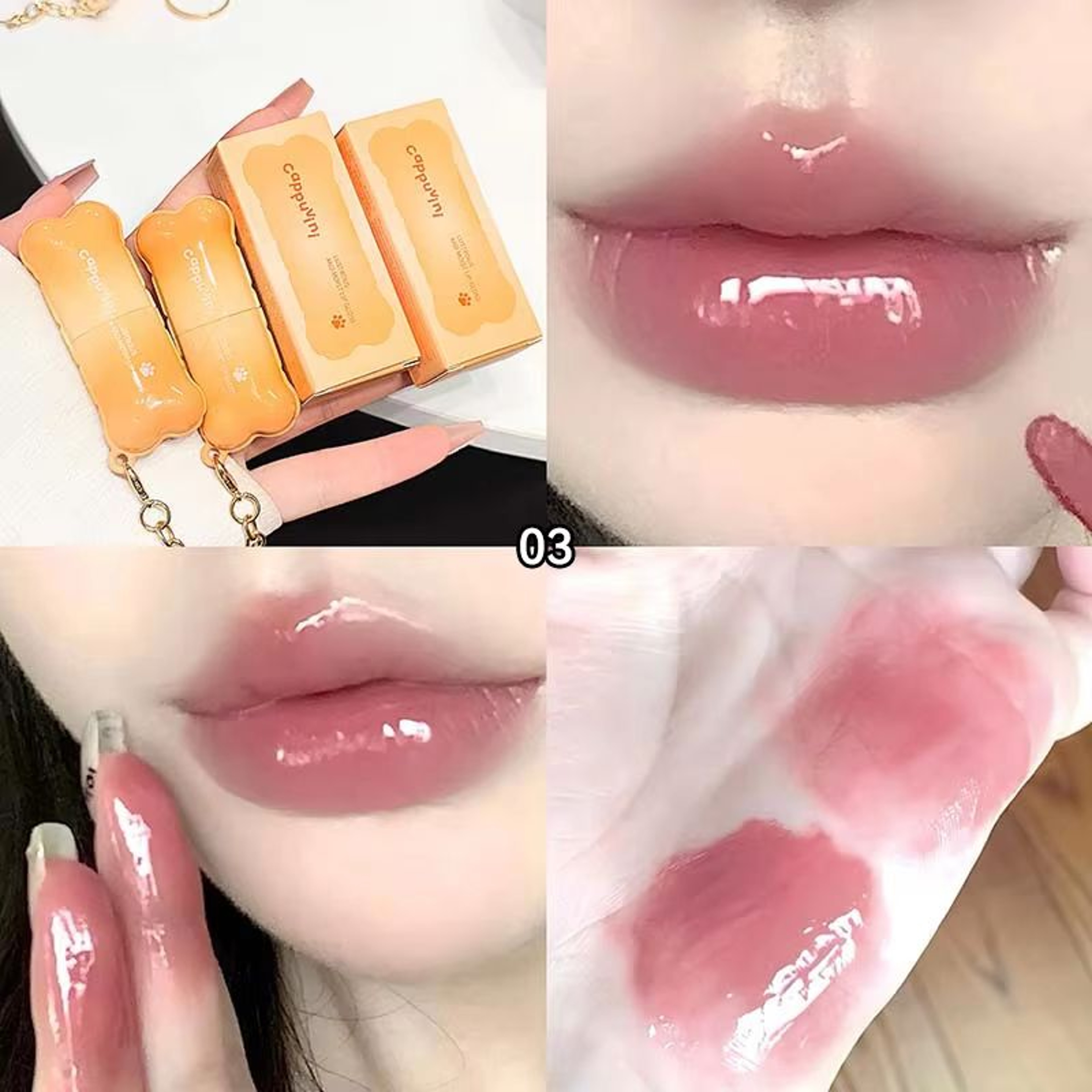 PINKCOCO Bear Doodle Mirror Lip Glaze For Shiny Nude Lips 11
