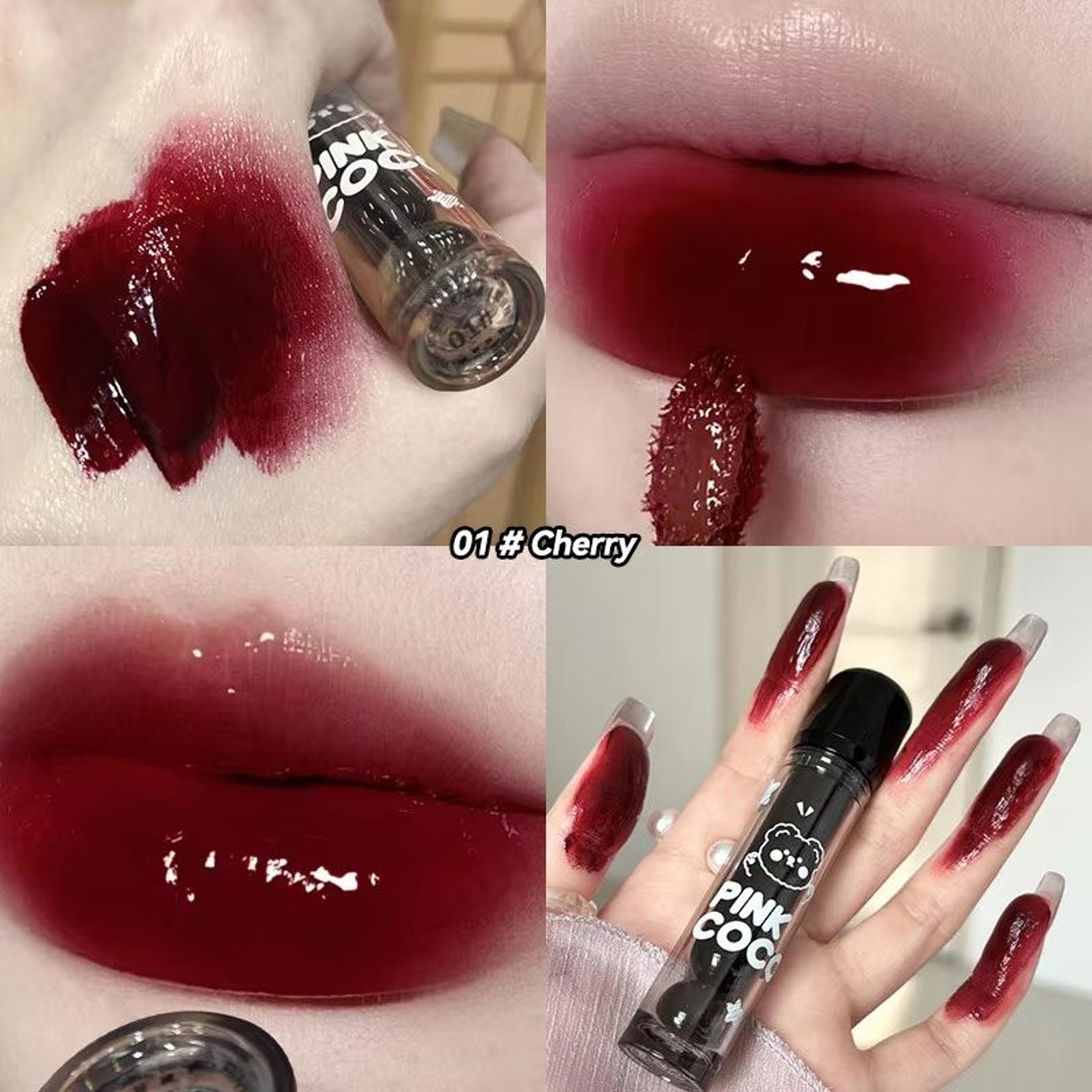 PINKCOCO Bear Doodle Mirror Lip Glaze For Shiny Nude Lips 6