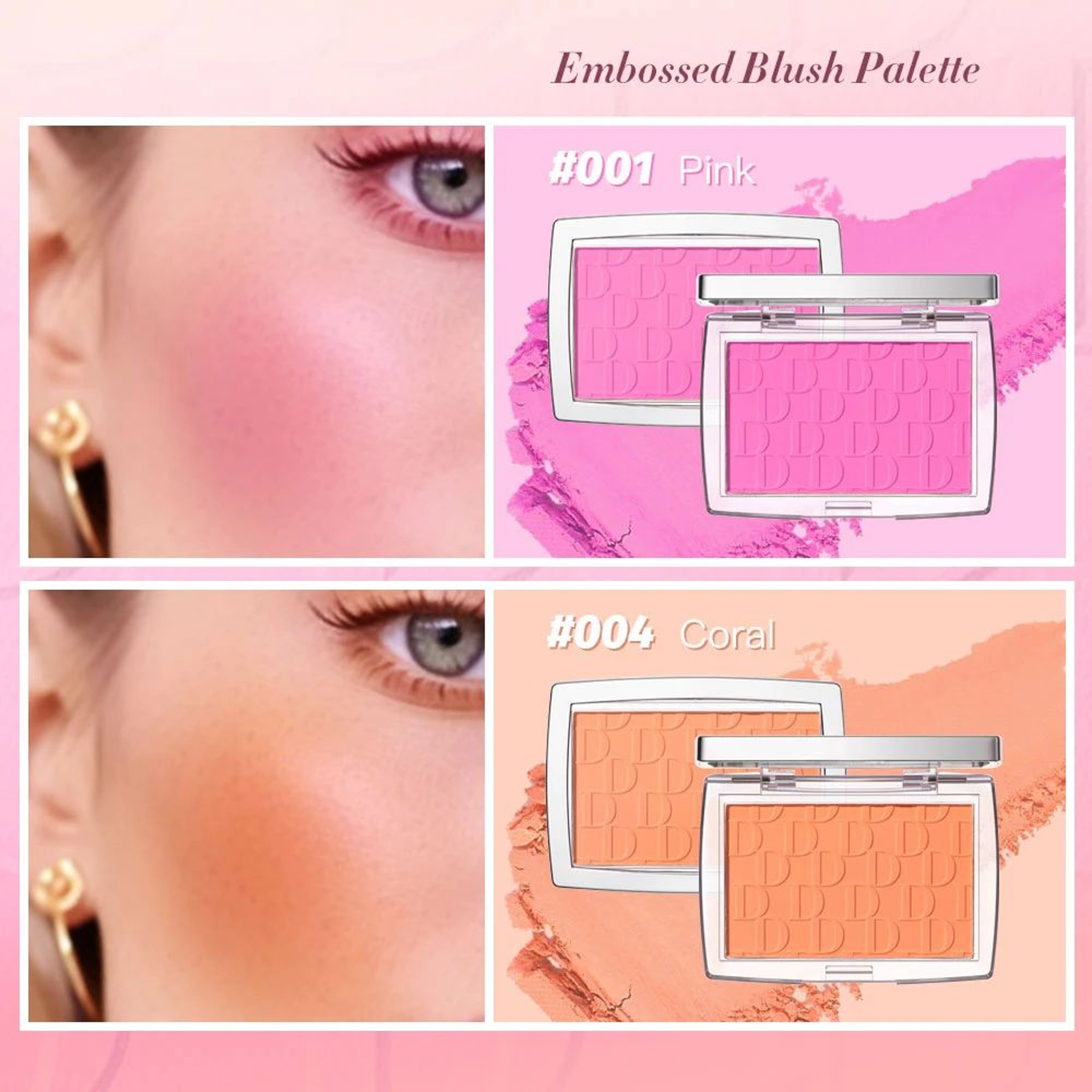 RosyGlow Matte Blush Palette With Embossed Finish  High Pigment Face Blush Powder For Natural Cheek 2