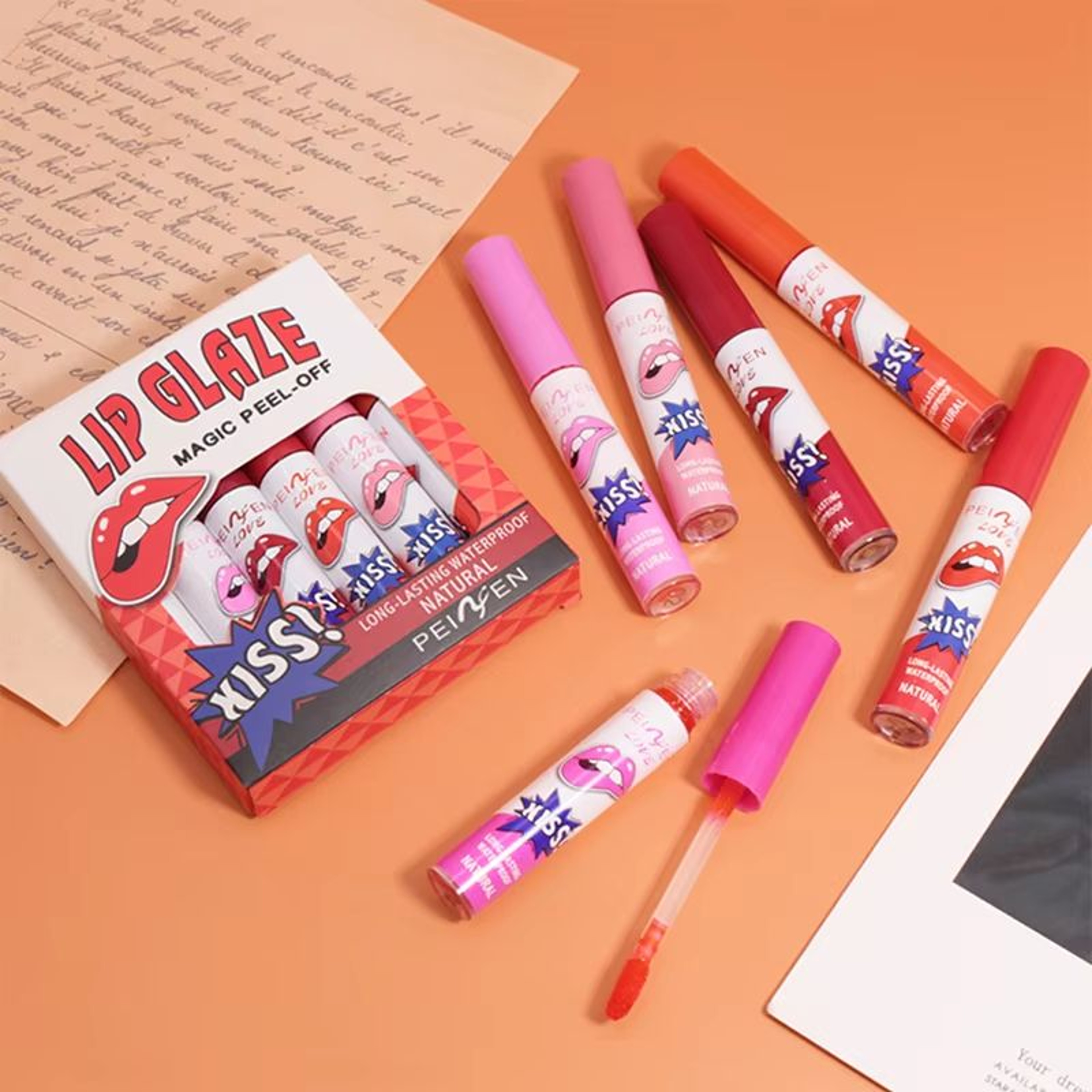 Peel Off Lip Stain Gloss Long Lasting Waterproof Liquid Lip Tint Non Stick Cup Lip Glaze 2