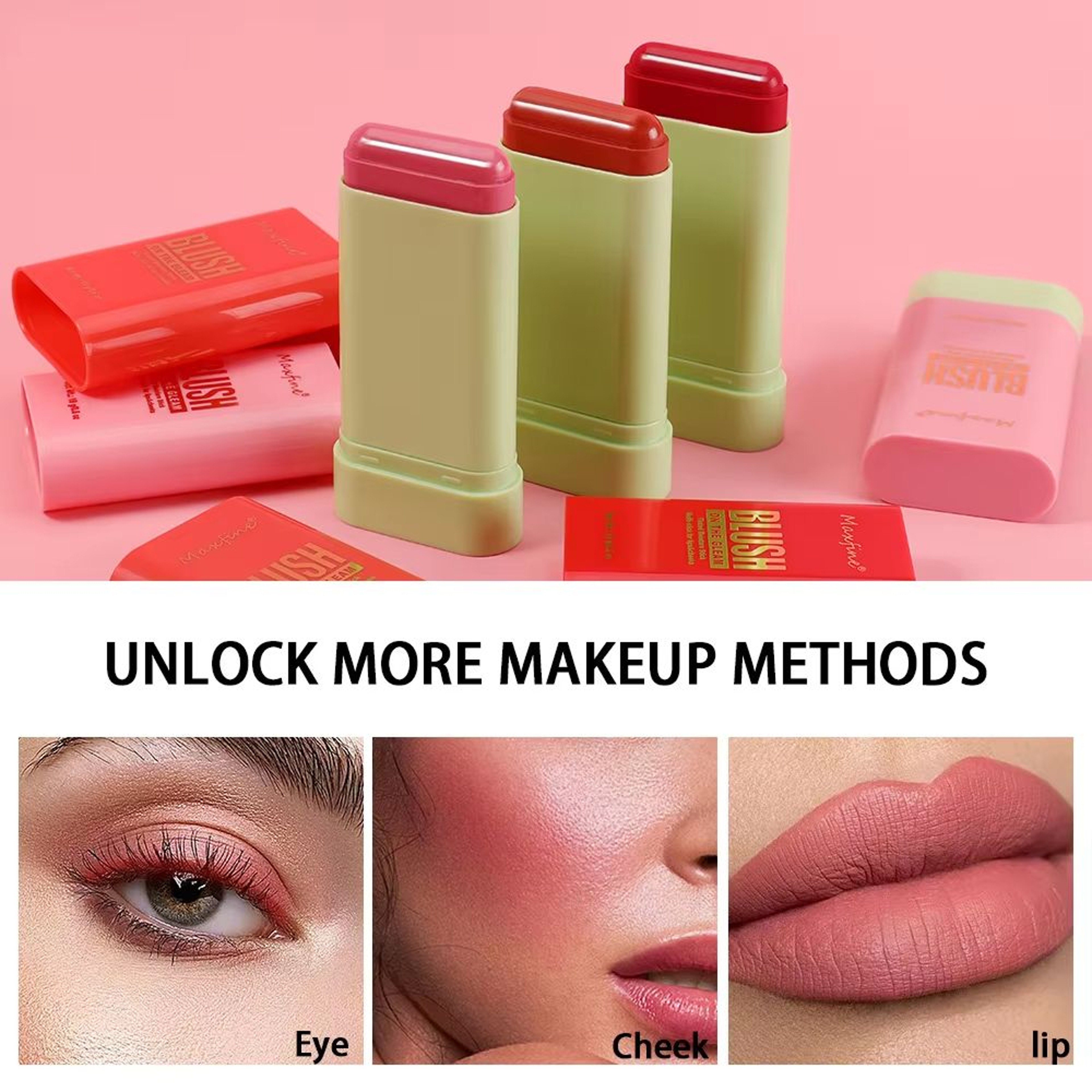 Multi Use Blush Stick Waterproof Long Lasting Cream Blush Stick Moisturizing Cheek  Lip Tint 1