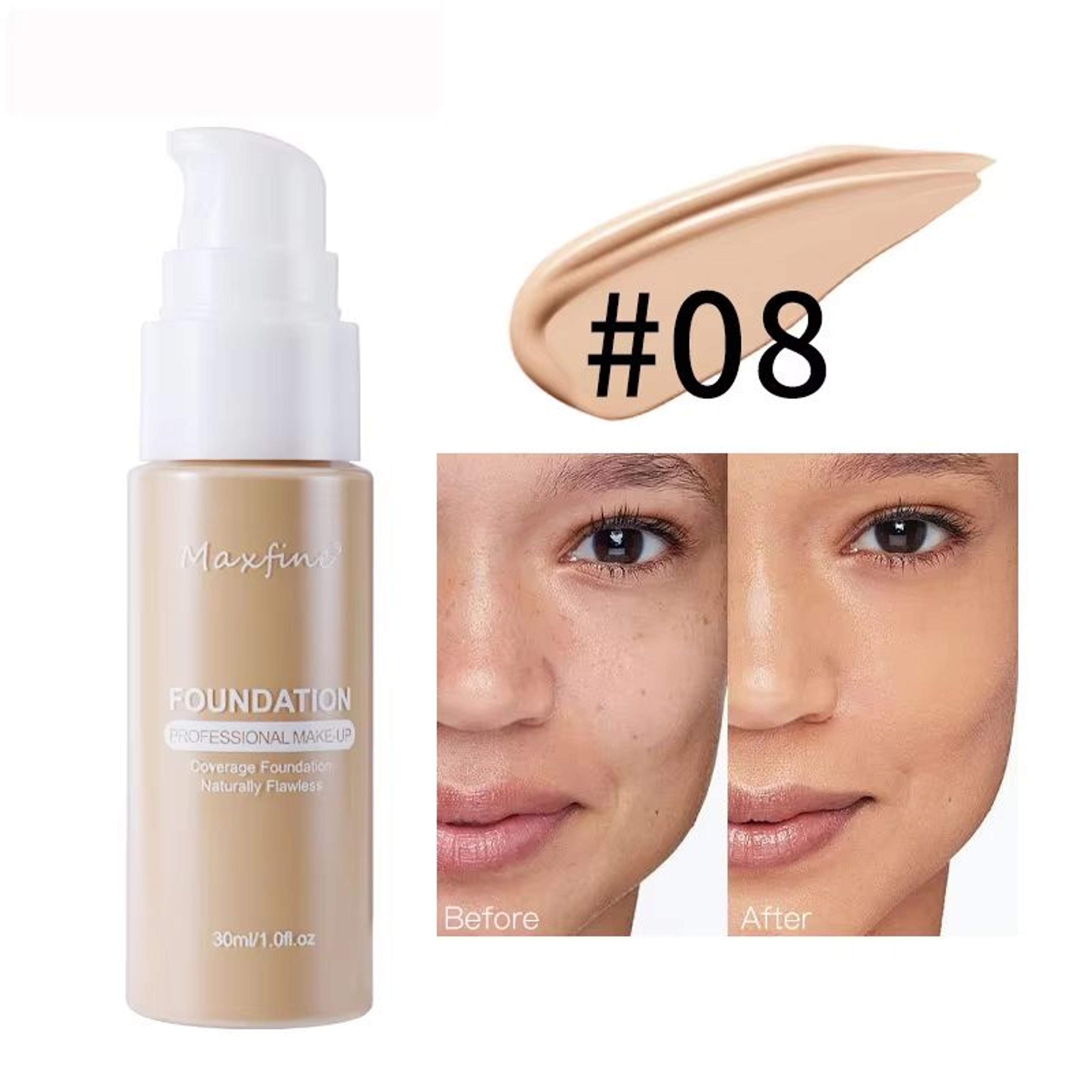 Flawless Waterproof Liquid Foundation Full Coverage Concealer Foundation Sweat Resistant Long Wear  7