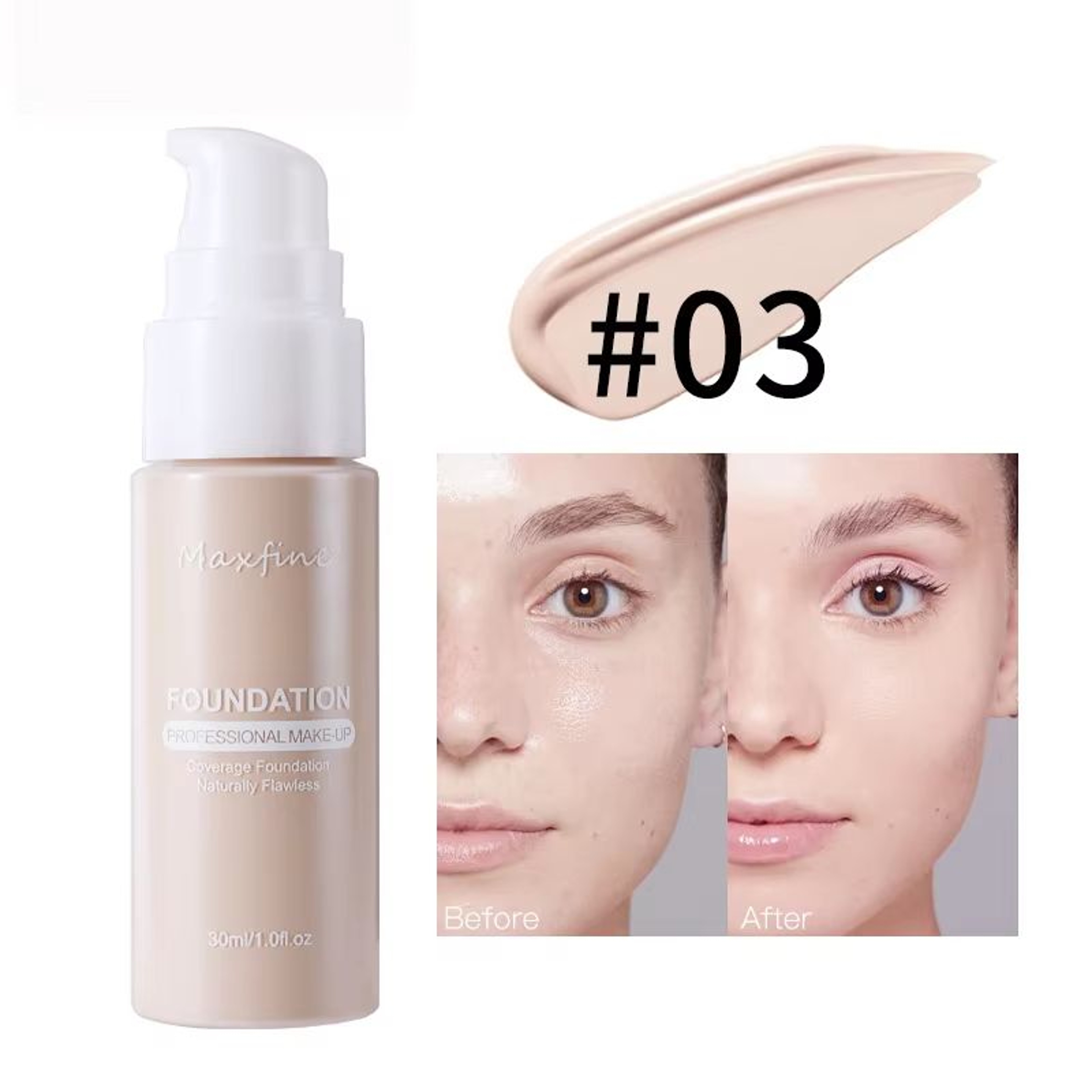 Flawless Waterproof Liquid Foundation Full Coverage Concealer Foundation Sweat Resistant Long Wear  8