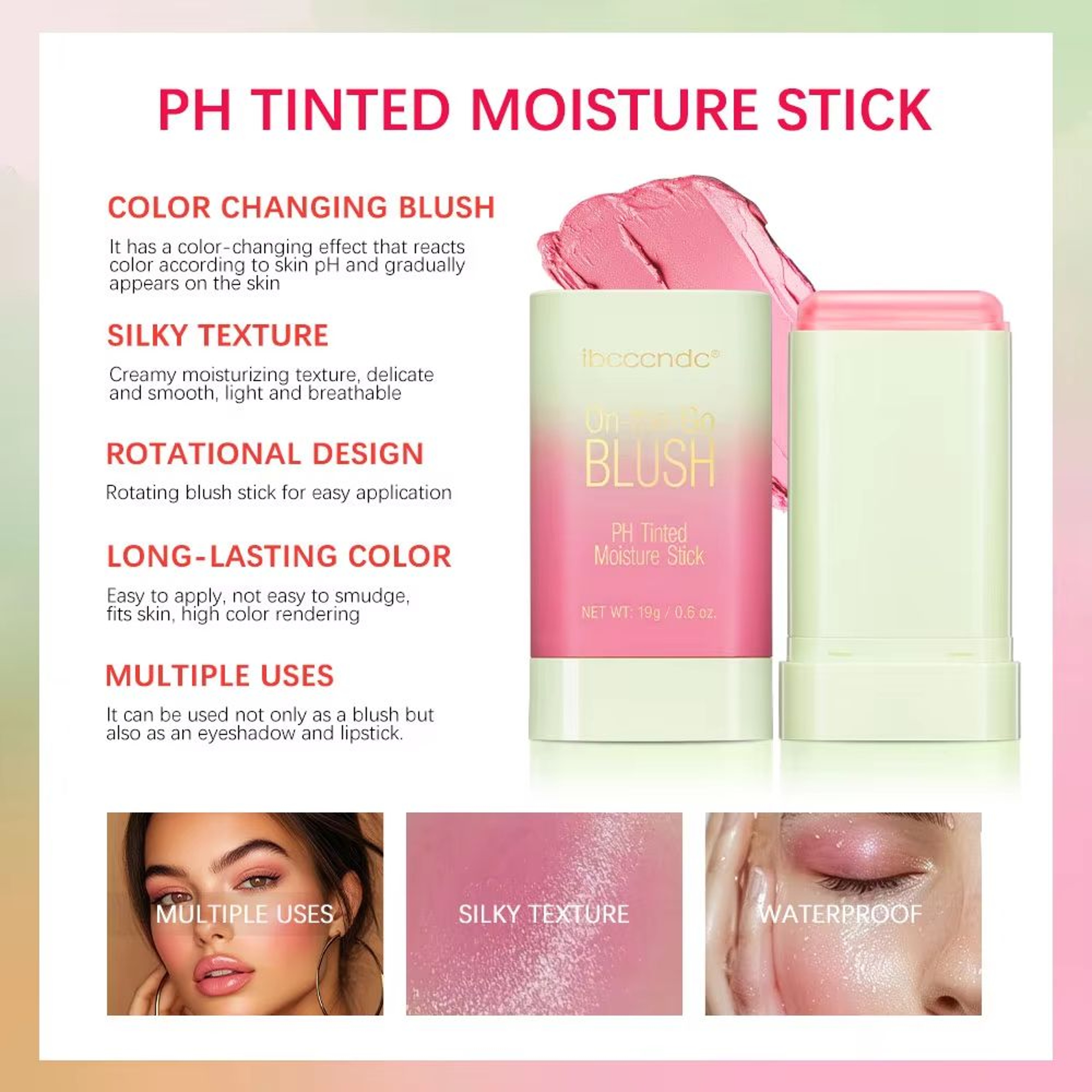 3 In 1 Temperature Changing Blush Stick Multi Use Lip And Cheek Tint Stick Hydrating Color Adapting 3