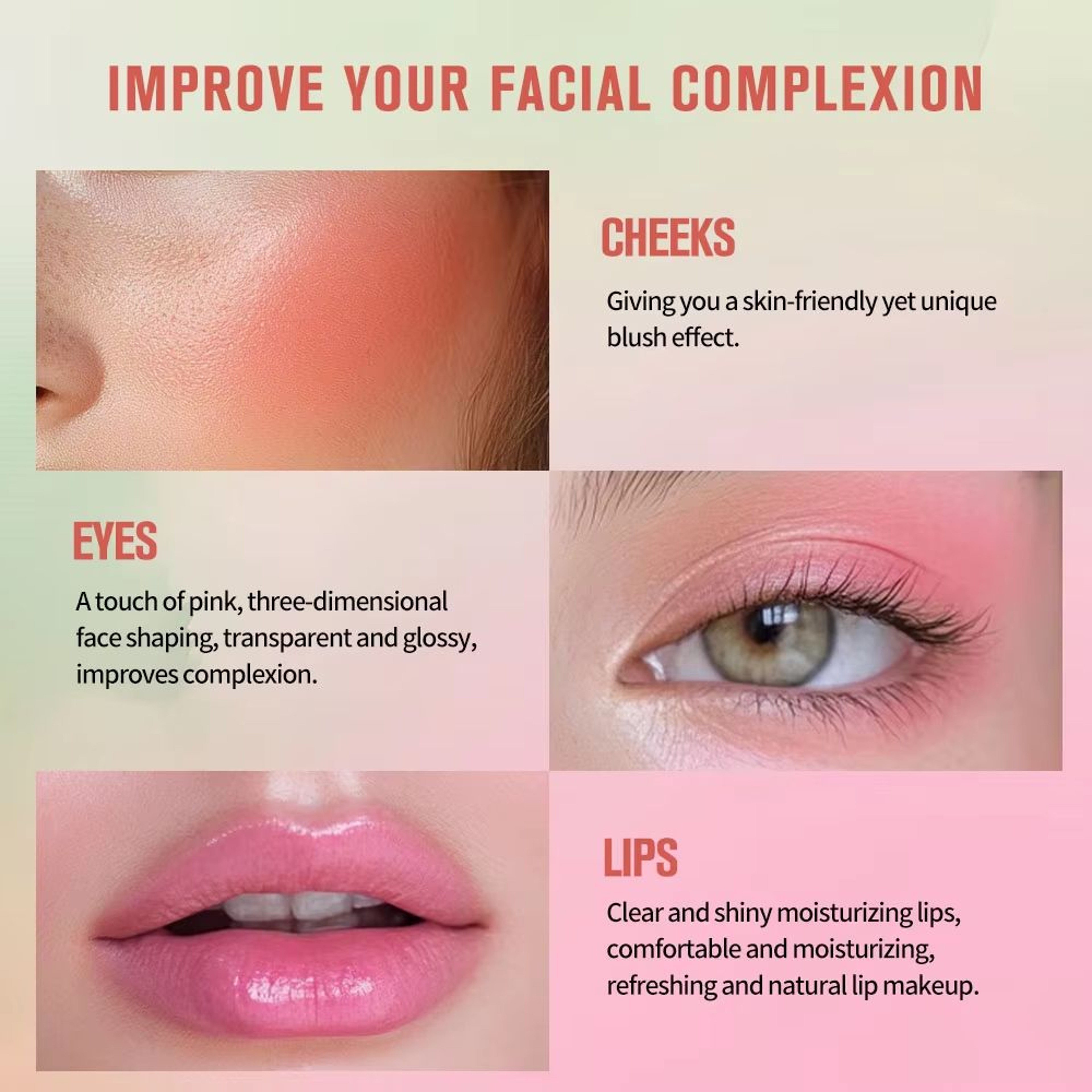 3 In 1 Temperature Changing Blush Stick Multi Use Lip And Cheek Tint Stick Hydrating Color Adapting 5