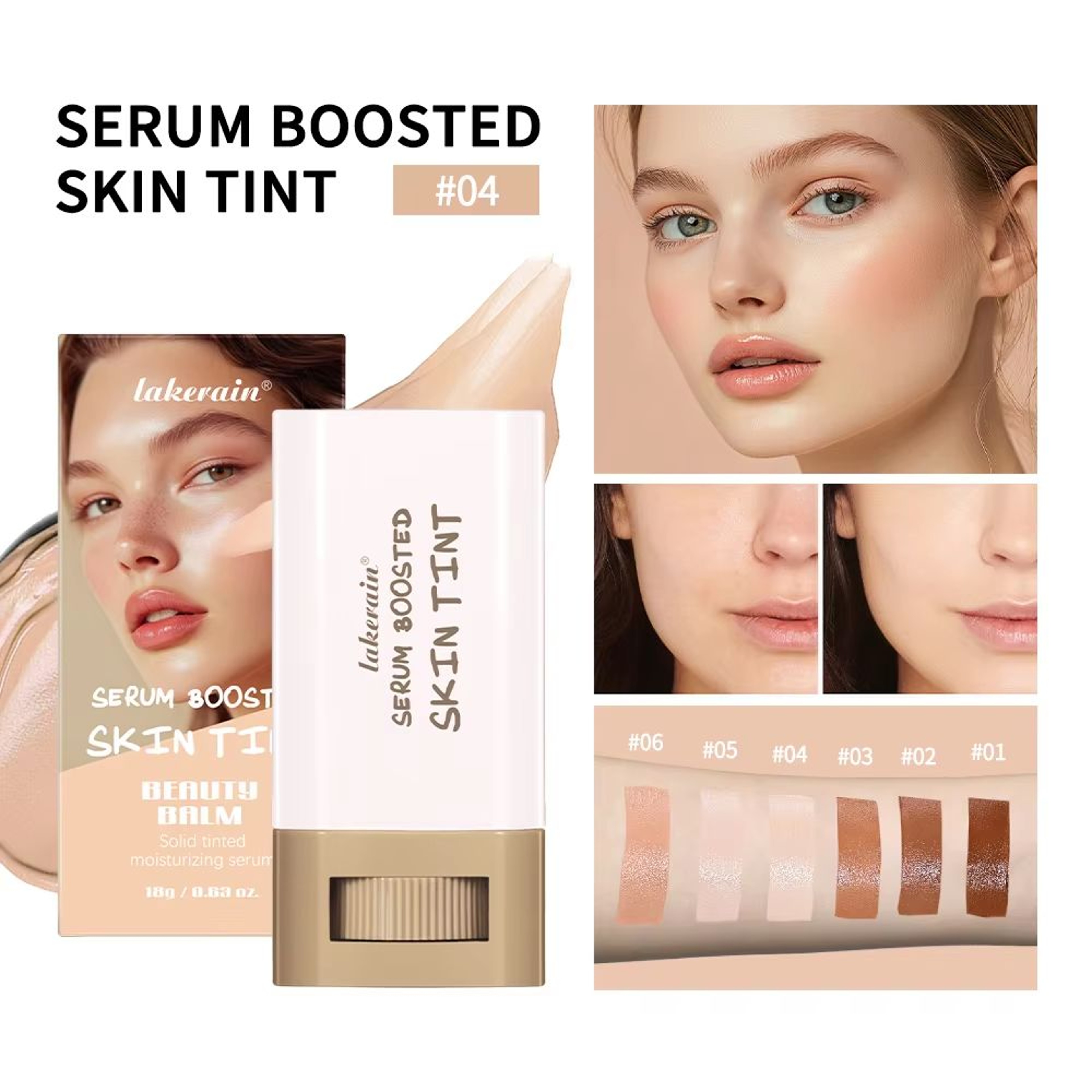 Serum Boosted Foundation Stick Hydrating Skin Tint Balm Silky Coverage Travel Makeup 2