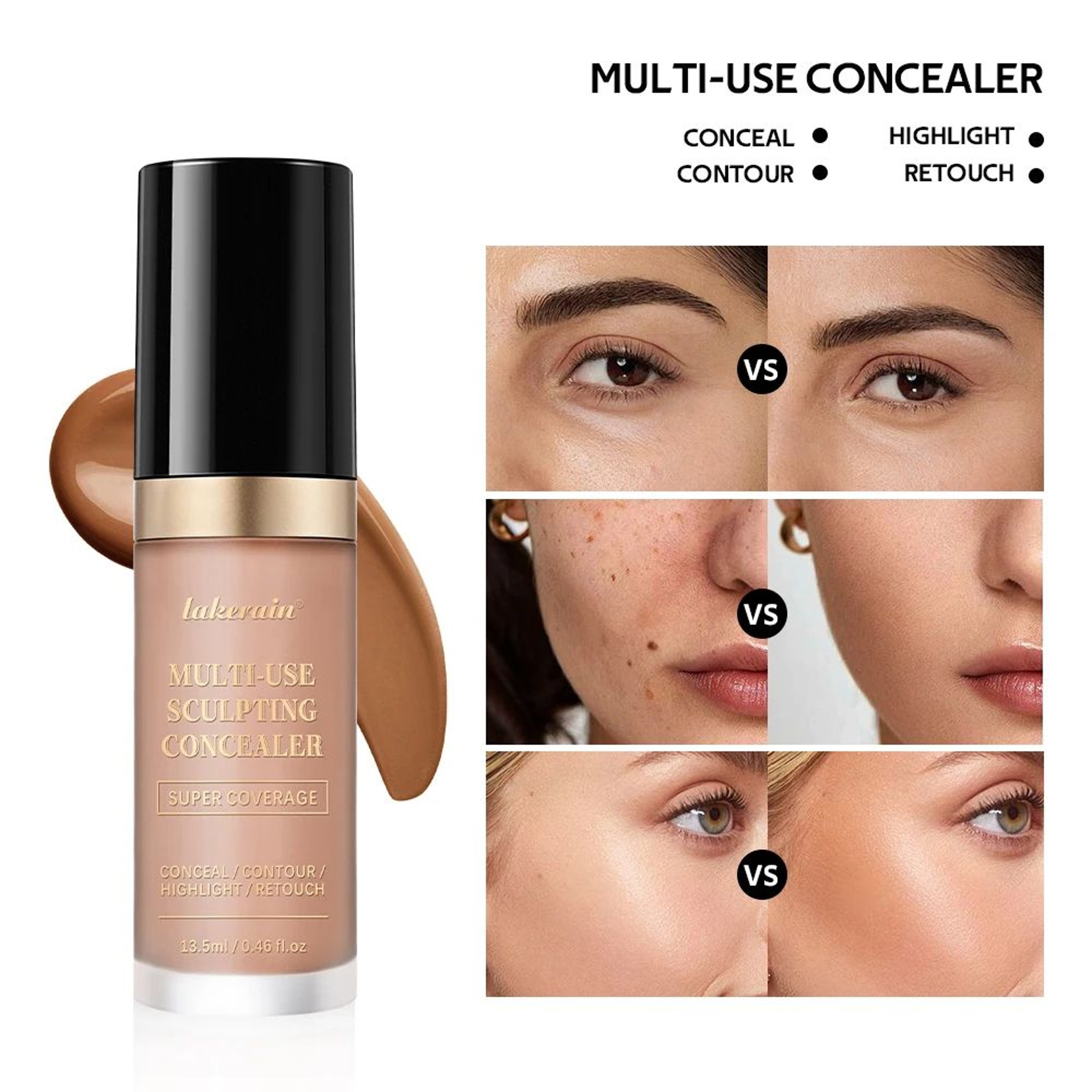 Flawless Multi Use Concealer Cream Long Lasting Foundation Concealer Hydrating Oil Free Contour  Hi 2