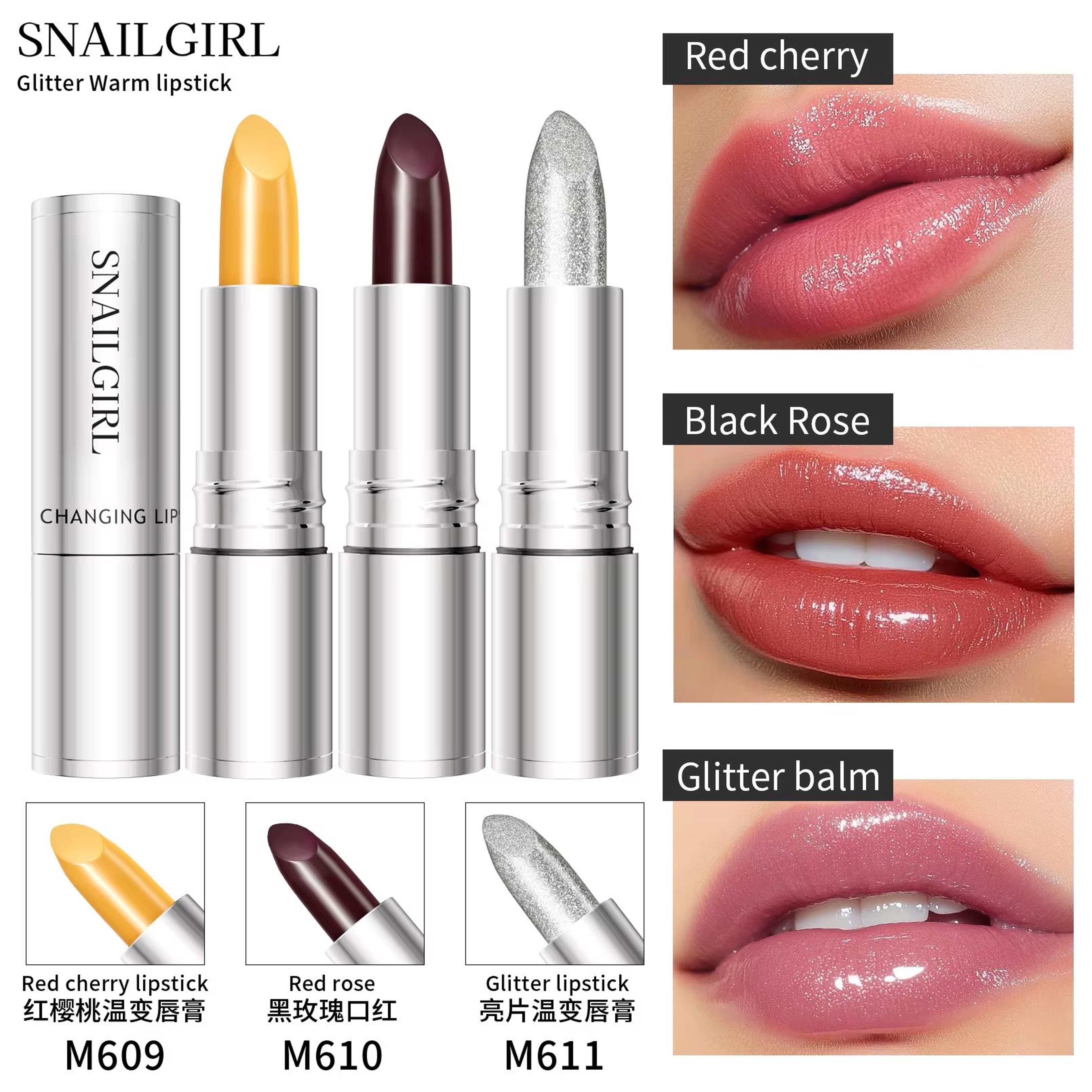 Temperature Color Changing Lipstick Glitter Waterproof Lip Tint Velvet Matte Lip Color 3