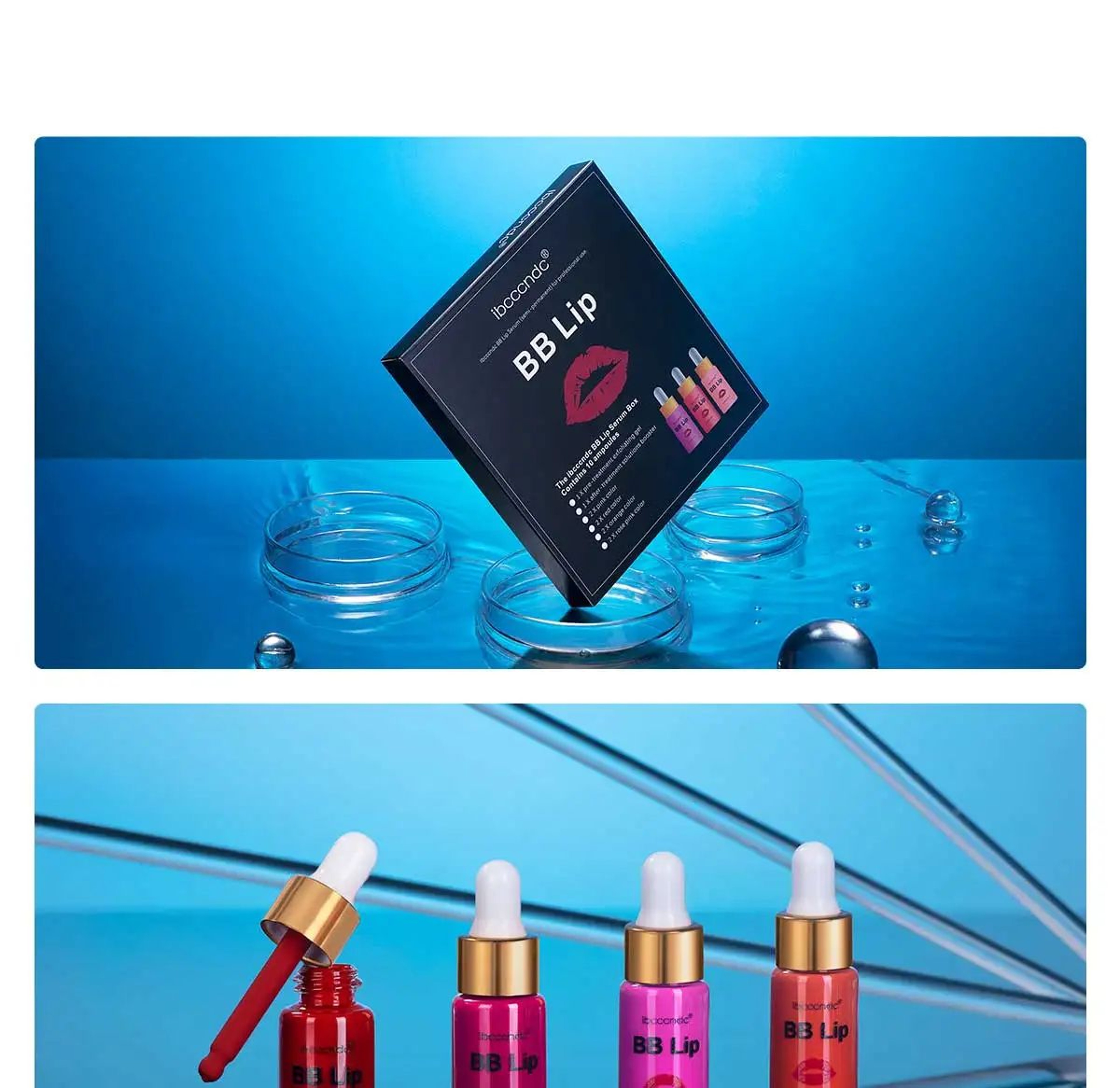 Korean BB Lips Ampoule Serum Starter Set Semi Permanent Lip Tint Serum Hydrating Lip Glow Kit 4