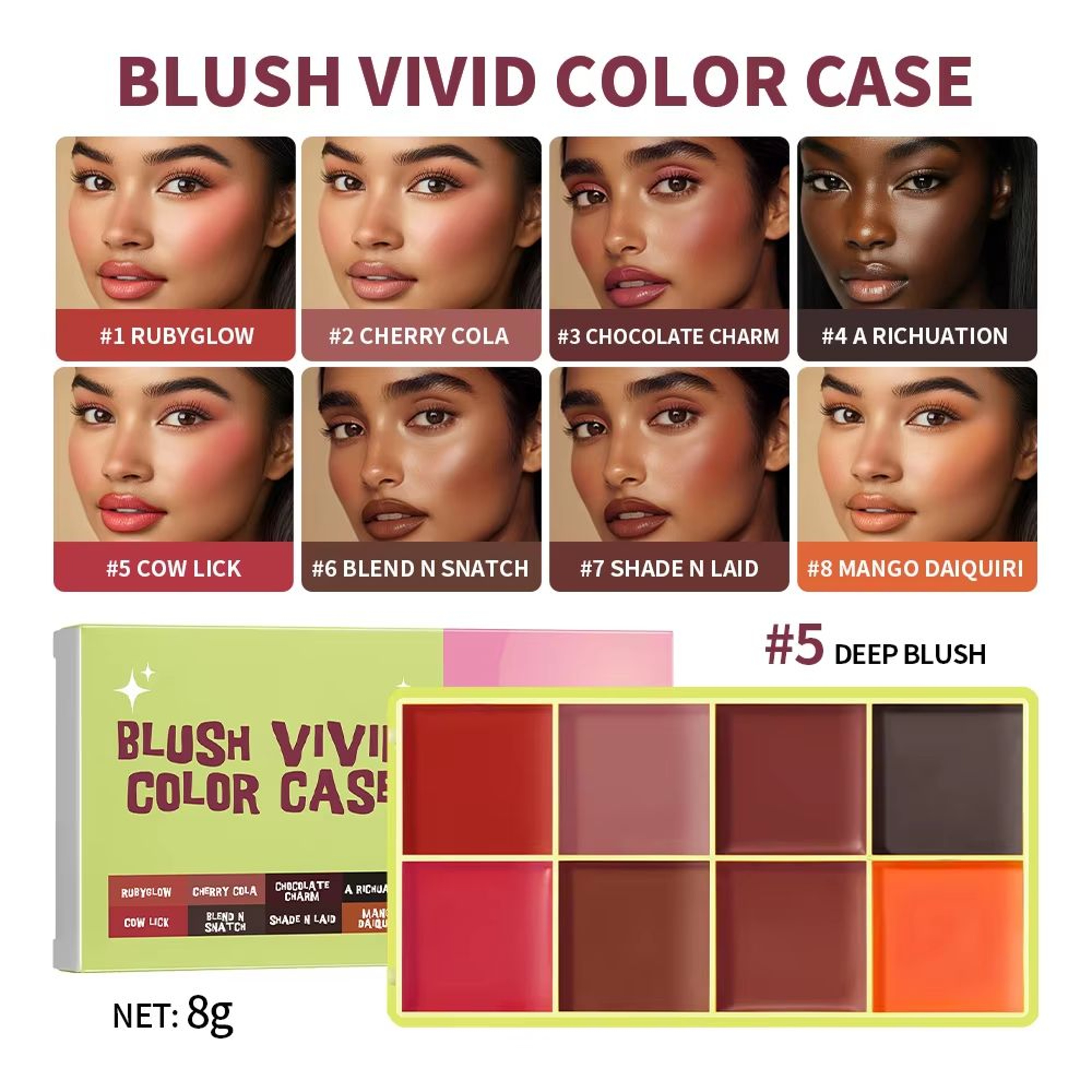 Curve Case Cream Blush Highlighter Palette Multi Use Eyebrow Cream Palette Matte  Shimmer Face Kit 10