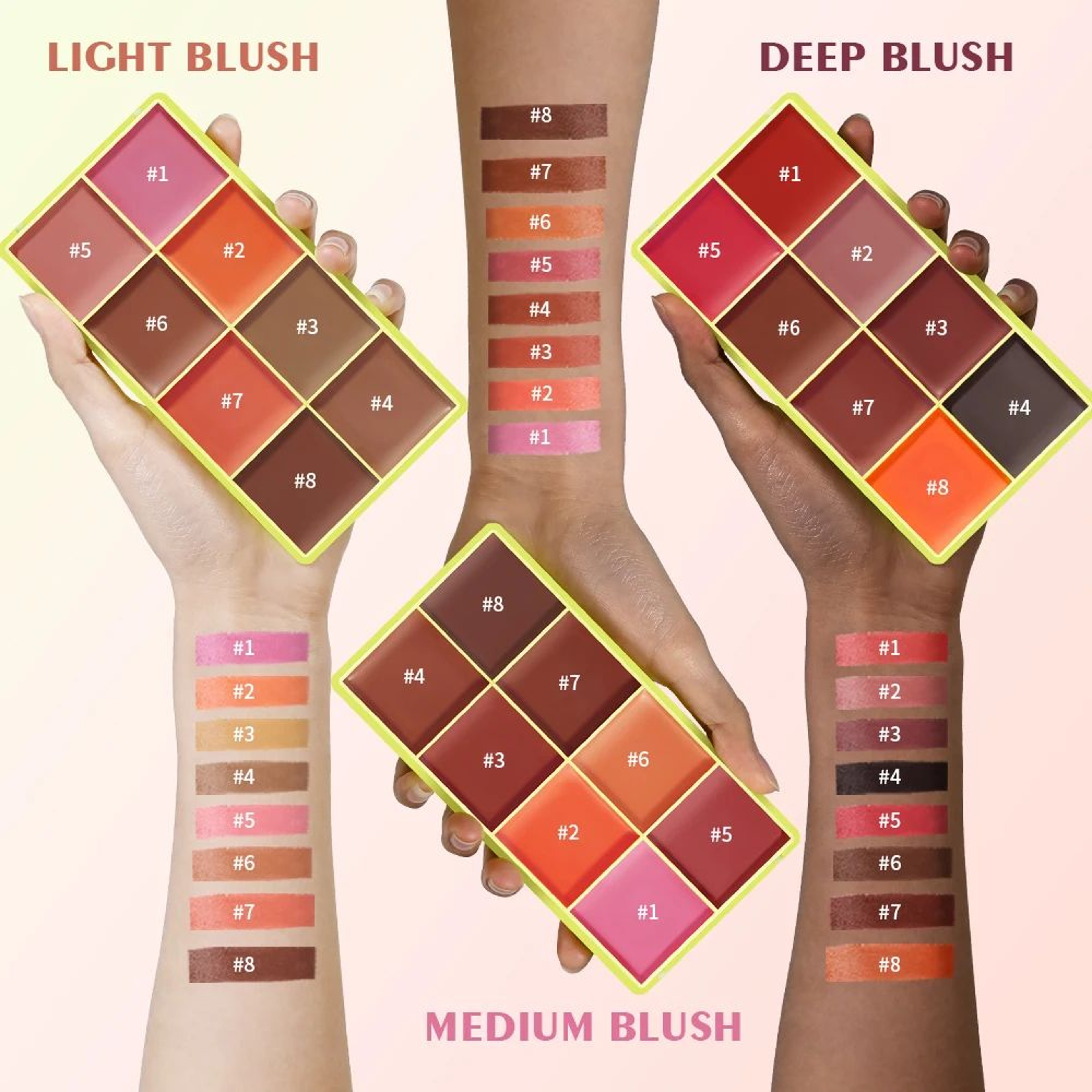 Curve Case Cream Blush Highlighter Palette Multi Use Eyebrow Cream Palette Matte  Shimmer Face Kit 2