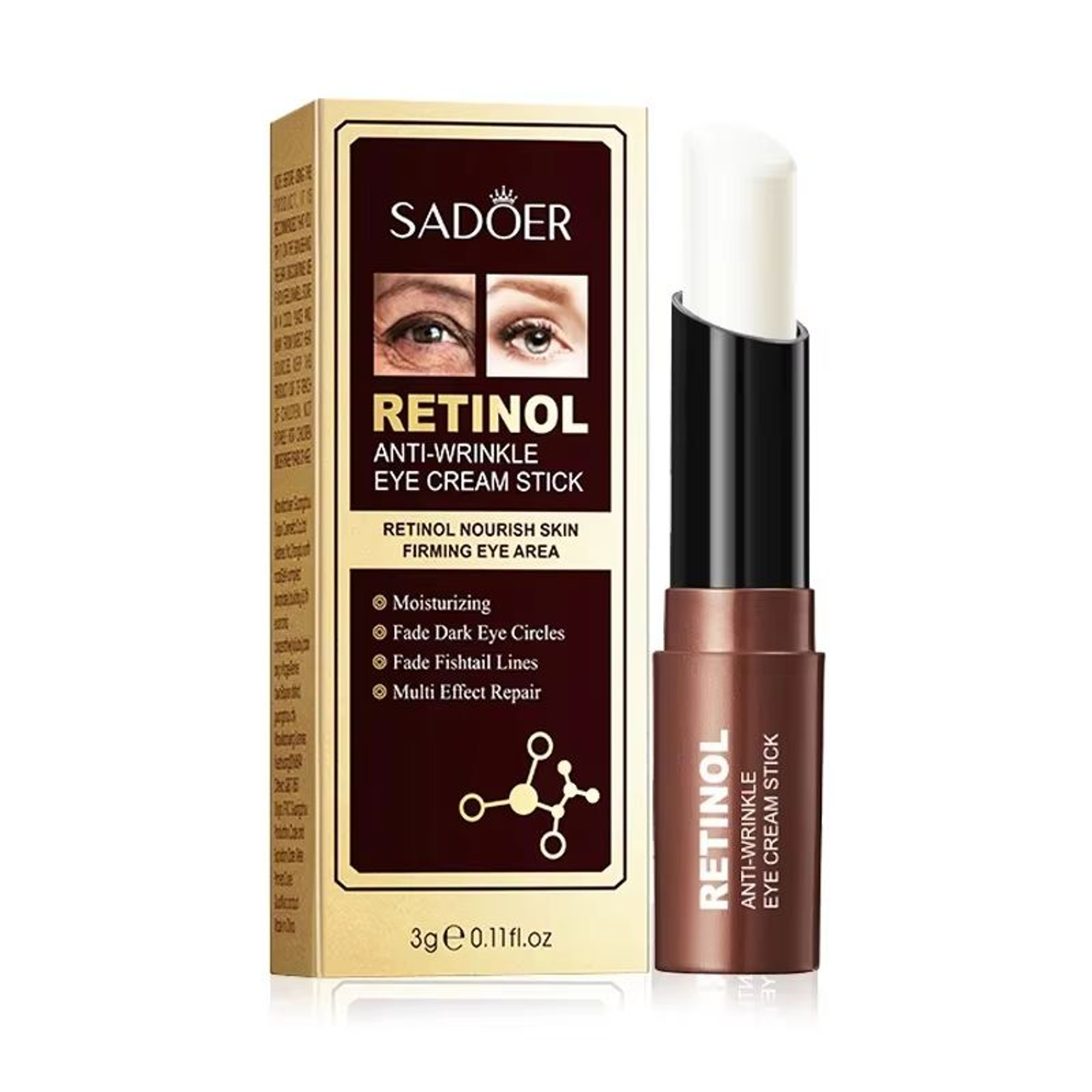 SADOER Retinol Eye Cream Stick For Dark Circles And Eye Bags Firming Moisturizing Under Eye Treatme 1