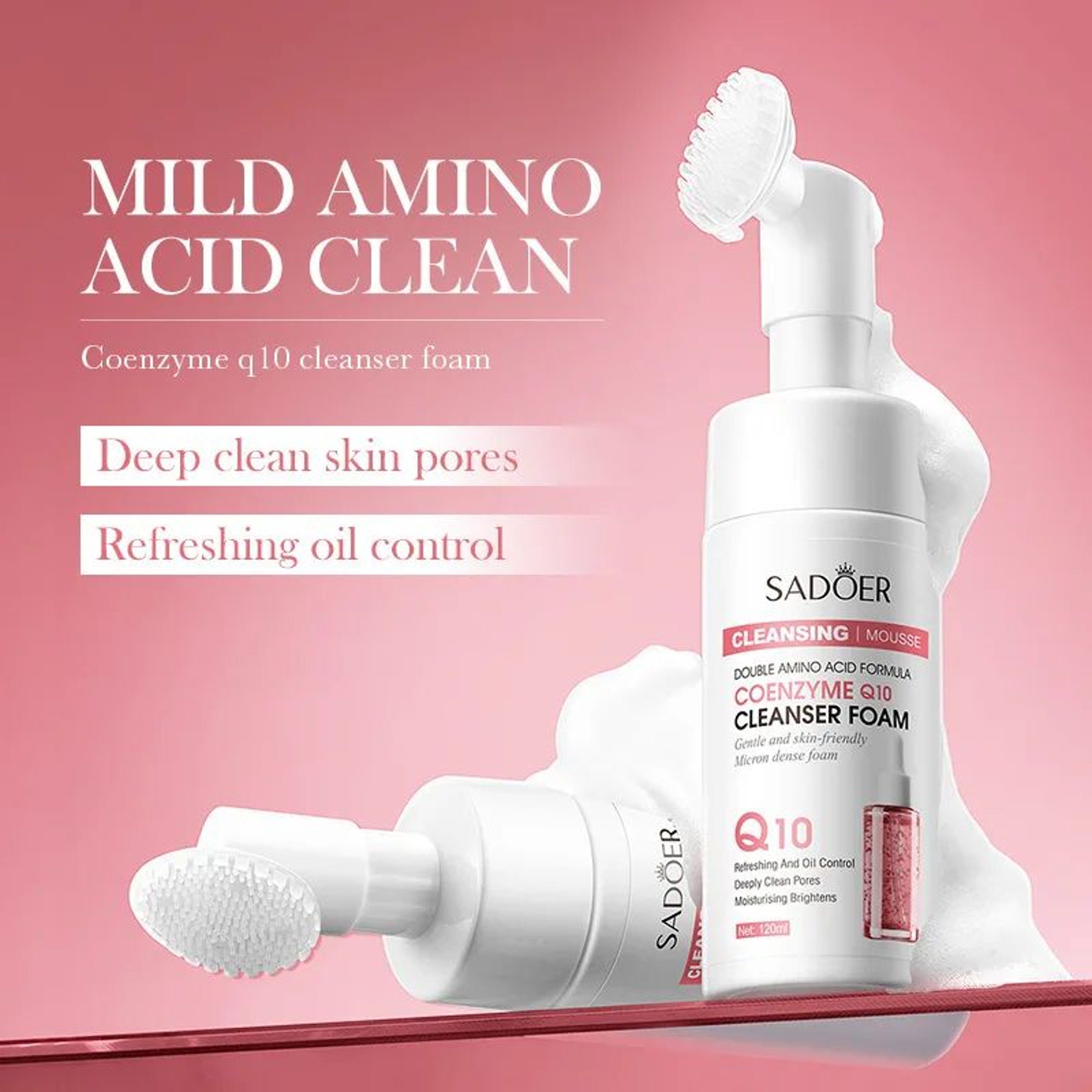 SADOER Q10 Vitamin C Facial Cleanser Brightening Face Wash Foam For Hydrating And Deep Cleansing 1
